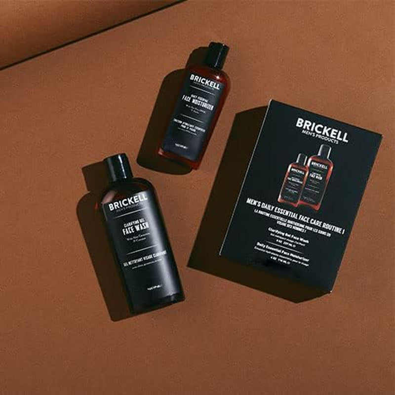Brickell Men's Daily Essential Face Care Routine: Gel Facial Cleanser and Moisturizer, Natural and Organic, Unscented