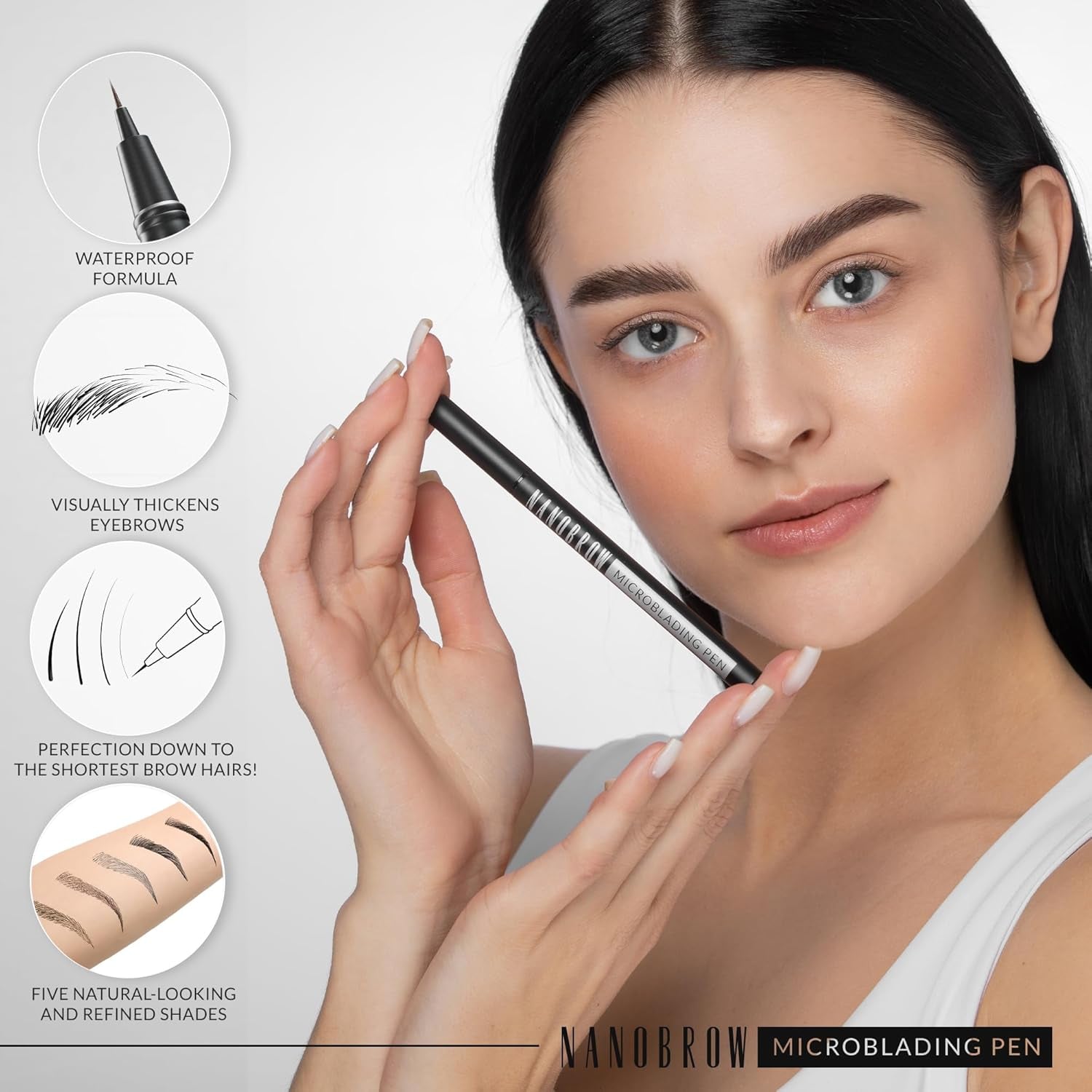 Microblading Eyebrow Makeup Marker in Brown - Achieve Enhanced, Dense, and Full Brows