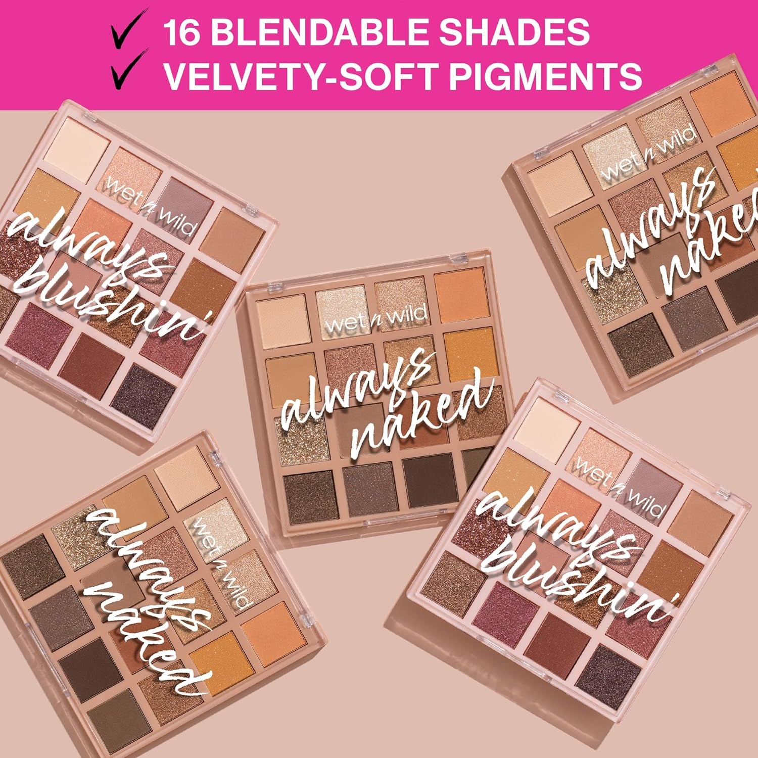 Always Naked Eyeshadow Palette: 16 Ultra-Pigmented Neutral Shades in Matte, Sparkle, and Glitter Finishes for Effortless Glam Looks