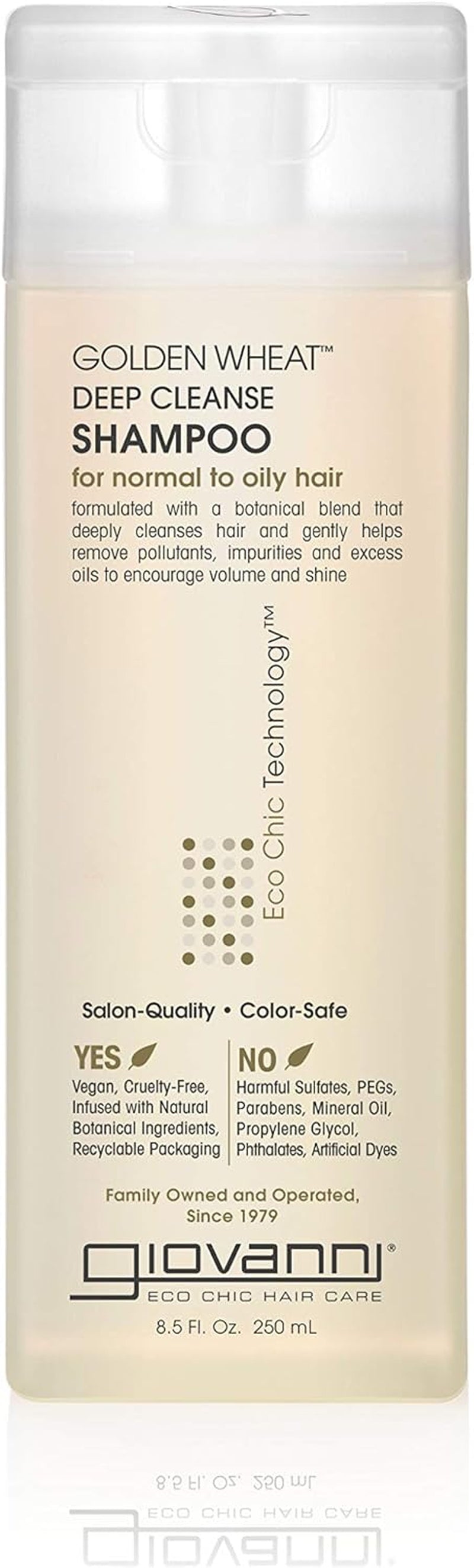 ECO CHIC Golden Wheat Deep Cleansing Shampoo for Oily Hair with Botanical Oils, Promotes Volume and Shine, Color Safe Formula with Spearmint Oil and Aloe Vera, 8.5 Oz