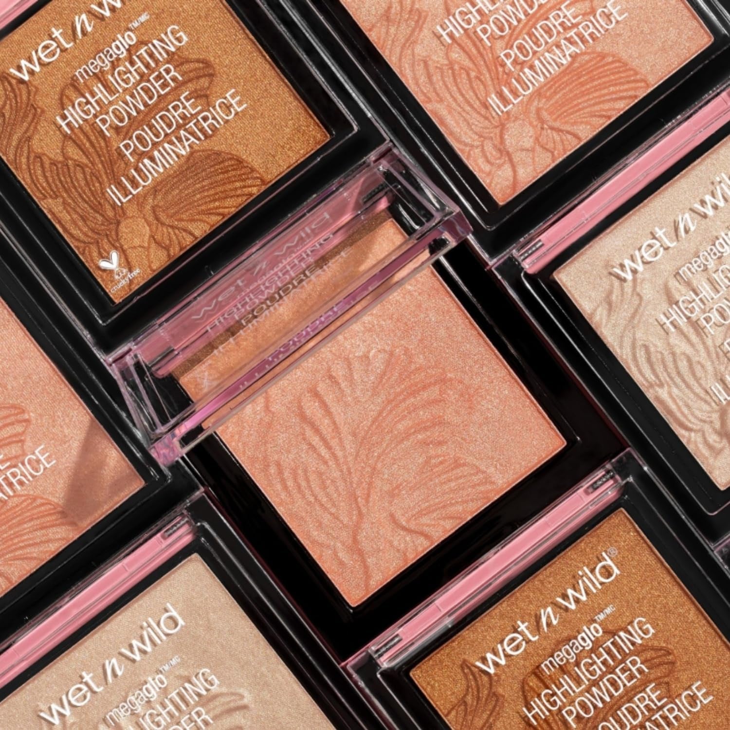 Megaglo Highlighting Powder - Highlighter Makeup for a Shimmering Pink Rose Gold Glow