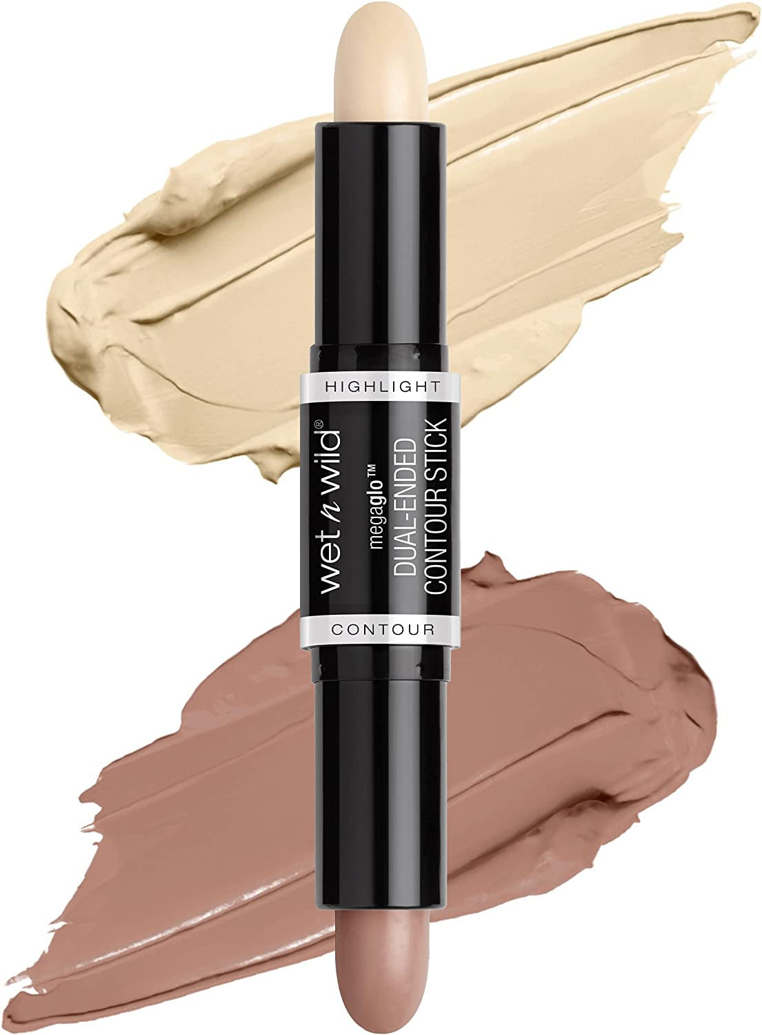 Wet 'N' Wild Megaglo Dual-Ended Contour Stick - 2-in-1 Contour and Highlighter, Easy Blend Formula for a Defined Look, Light/Medium, 8g (Single Pack)