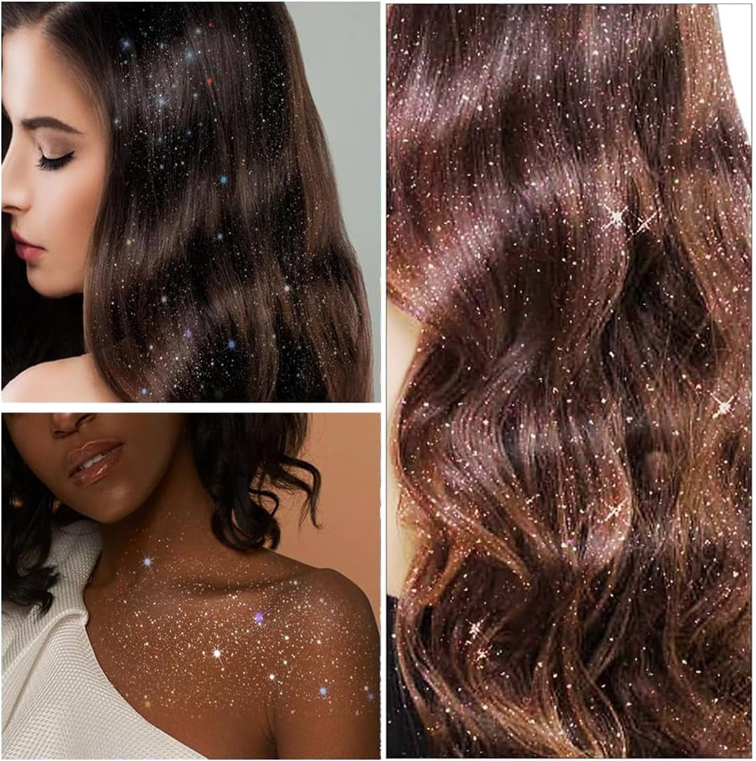 Body Glitter Spray - Glitter Spray 60 Ml Glitter Hair Spray for Hair, Skin, Face & Clothing - Quick Drying for Halloween, Carnival & Birthdays (All over Shine)
