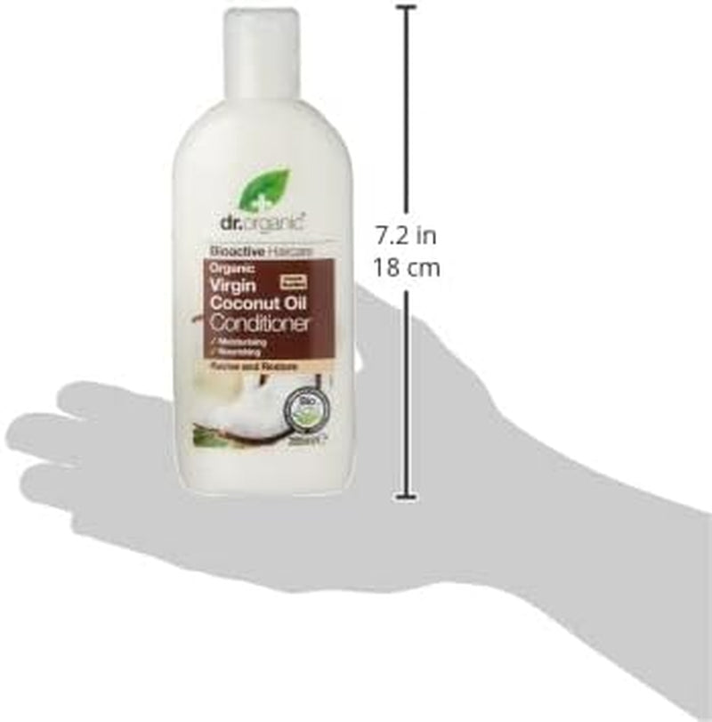 Dr Organic Coconut Oil Conditioner for Normal and Dry Hair, Hydrating Formula, Unisex, Natural, Vegan, Cruelty-Free, Paraben and SLS-Free, Organic, 265ml, Packaging May Vary