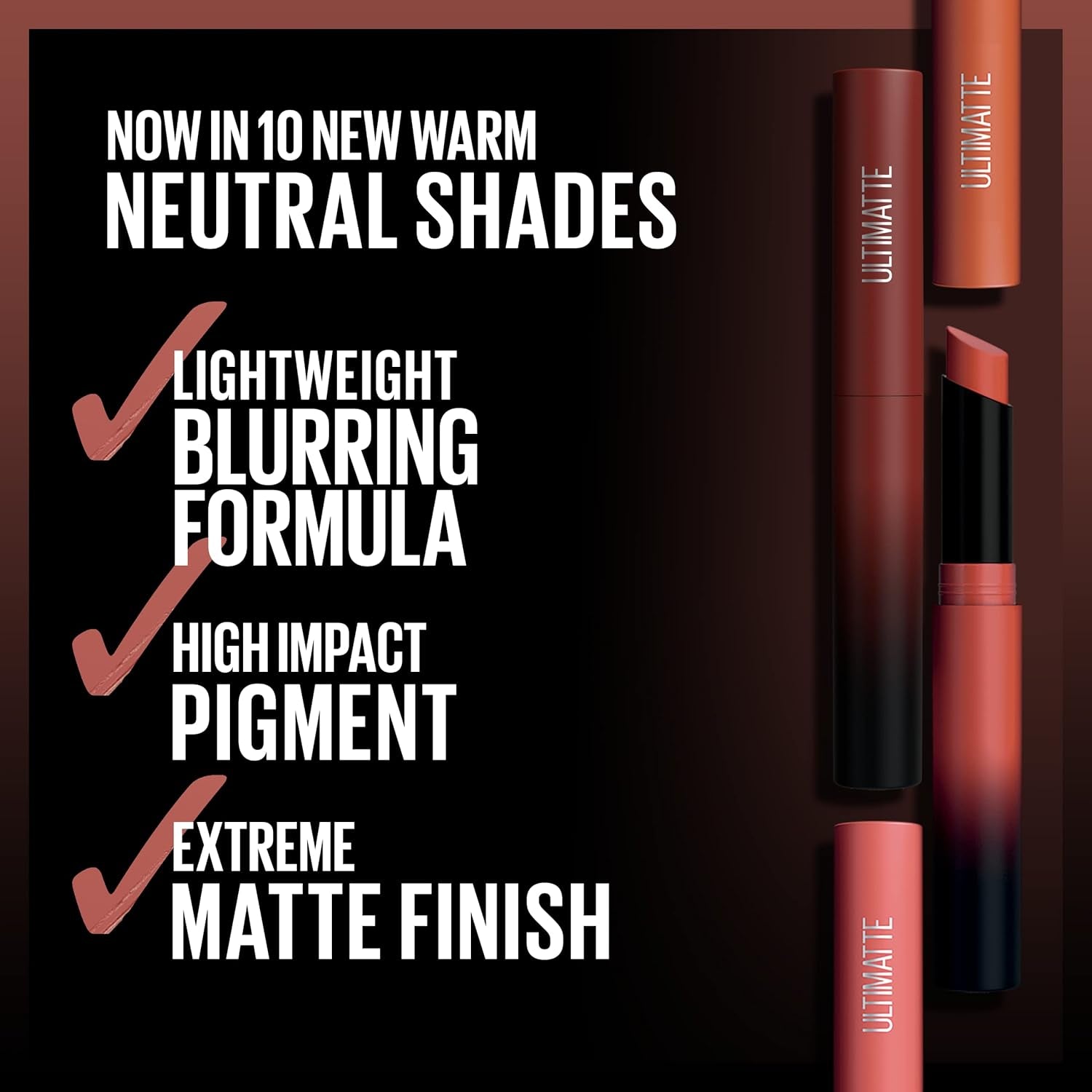 Color Sensational Ultimatte Neo-Neutrals Slim Lipstick - Lightweight Blurring Formula with High-Impact Pigments in More Coffee, 0.06 Oz