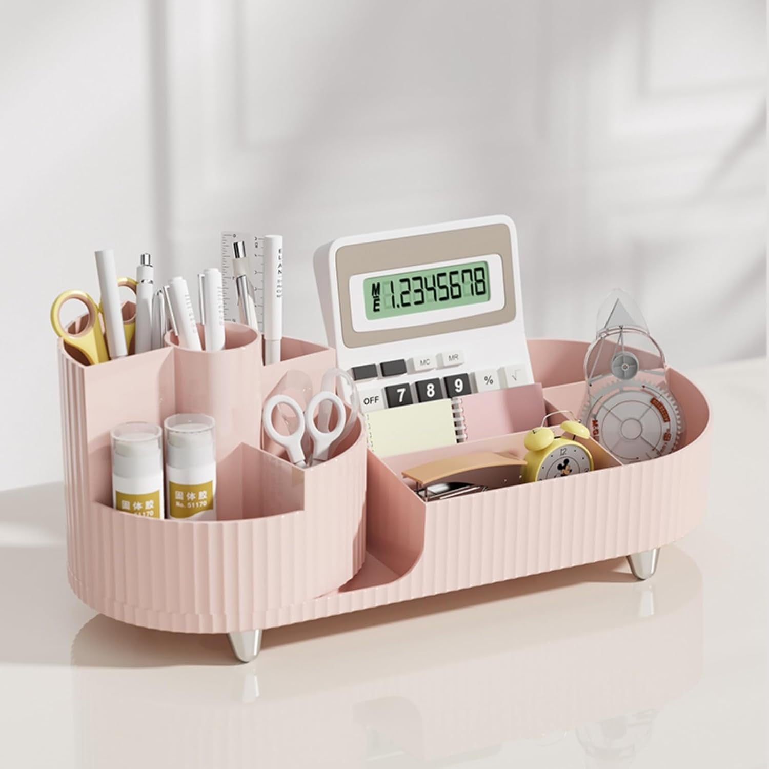 Large Capacity Rotating Makeup Organizer - Elegant Cosmetic Display Case for Makeup Brushes, Lipsticks, and Skincare Products (Pink)
