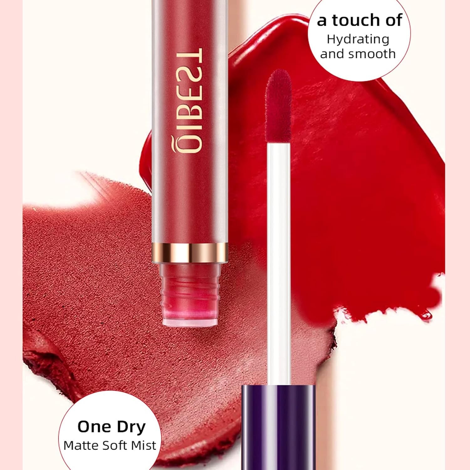 6-Piece Heart Crush Lip Glaze Ink Set, Vivid Color Lipstick with Juicy Glossy Finish, Long-Lasting Moisturizing Formula, Highly Pigmented Clear and Natural Makeup for Daily Use (B)
