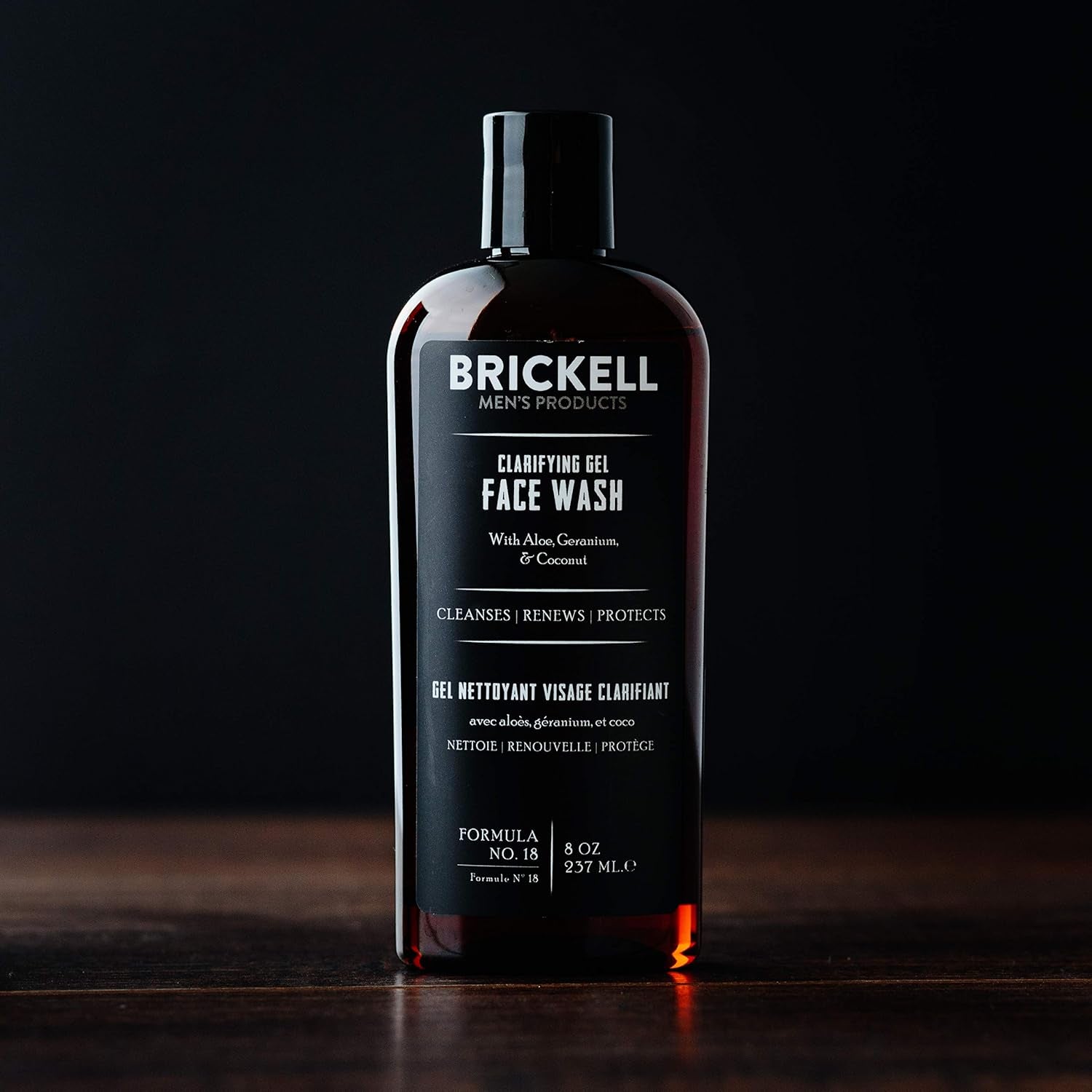 Brickell Men's Clarifying Gel Face Wash - Natural and Organic Foaming Daily Facial Cleanser with Geranium, Coconut, and Aloe - 8 Ounces, Scented