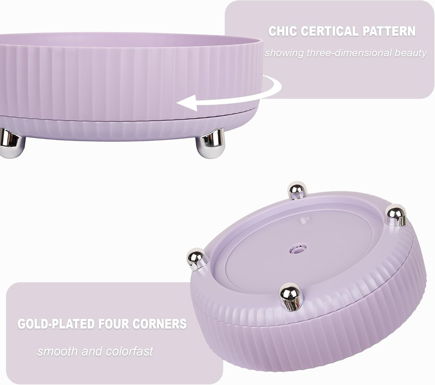 Makeup Perfume Organizer Tray 360 Degree Rotating Lazy Susan Skincare Lotion Organizer Spinning Cosmetics Storage for Dresser, Vanity, Bathroom Countertop, Small Purple