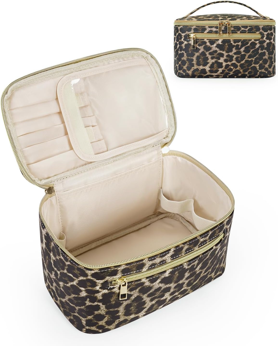 Travel Makeup Organizer and Cosmetic Brush Case for Women