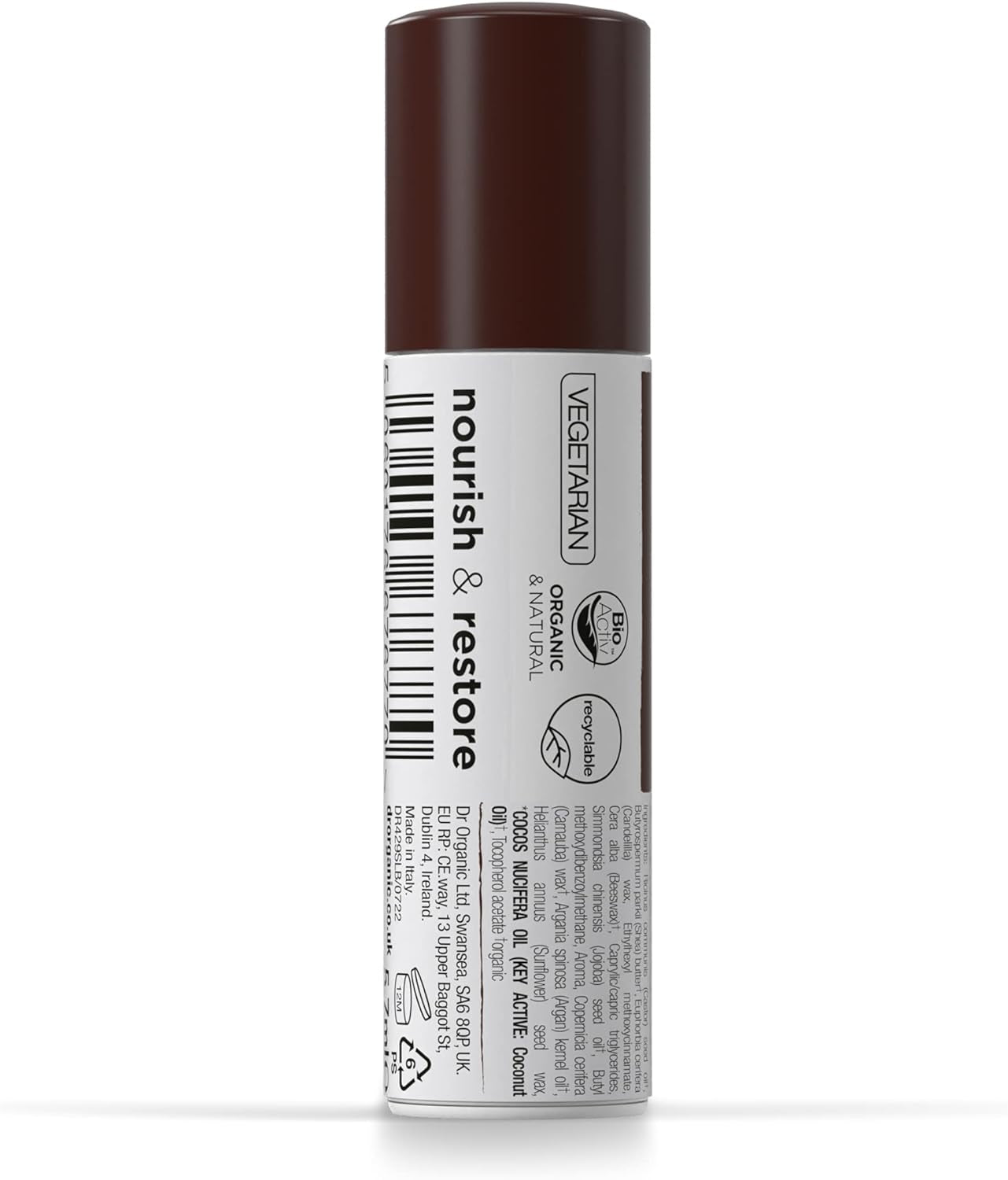 Dr Organic Coconut Oil Lip Balm with SPF 15 - Moisturizing Formula for Men and Women, Natural, Vegetarian, Cruelty-Free, Paraben and SLS-Free, Eco-Friendly Packaging, 5.7ml