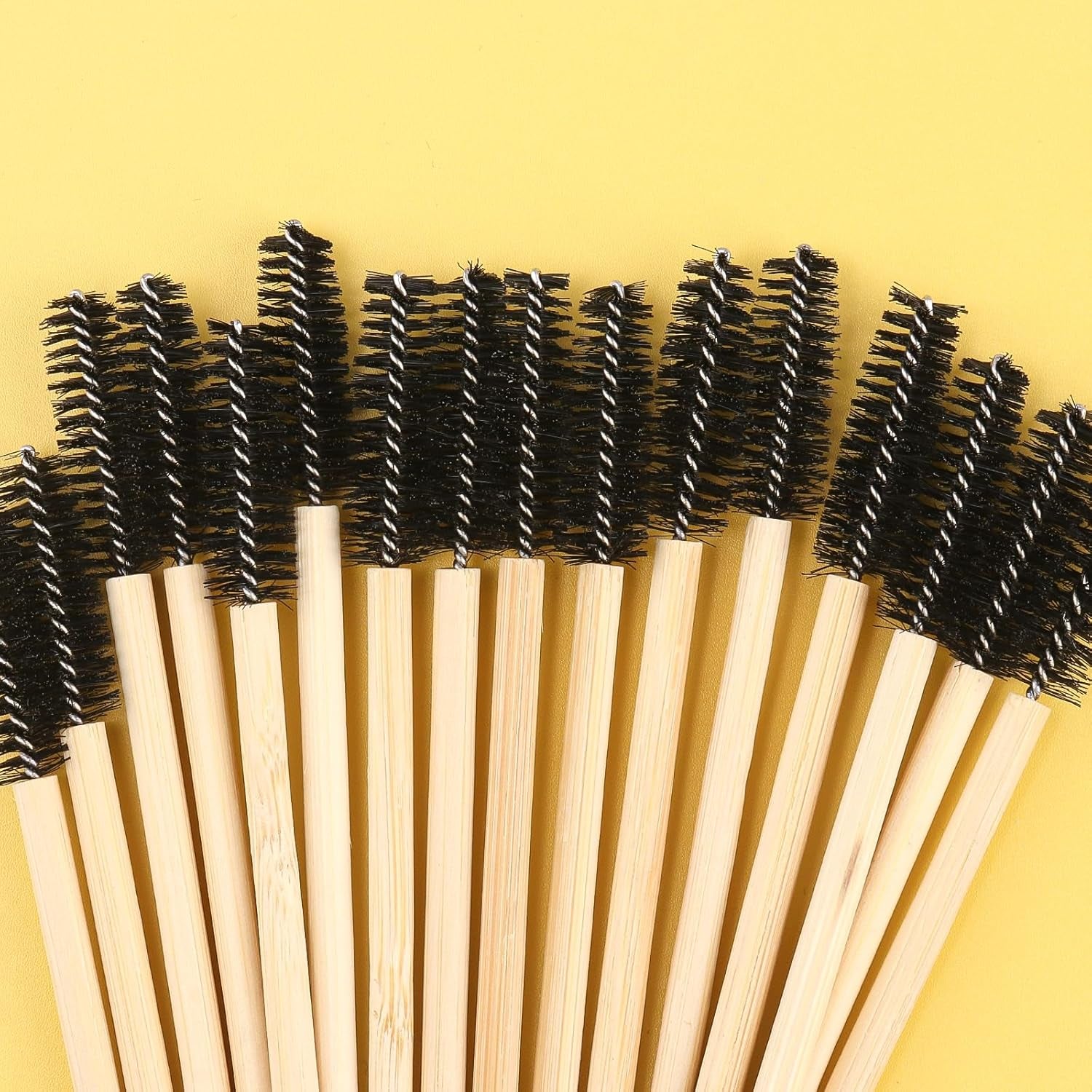 Disposable Mascara Wands and Eyelash Extension Brushes - Bulk Set of 150 (Bamboo Black)