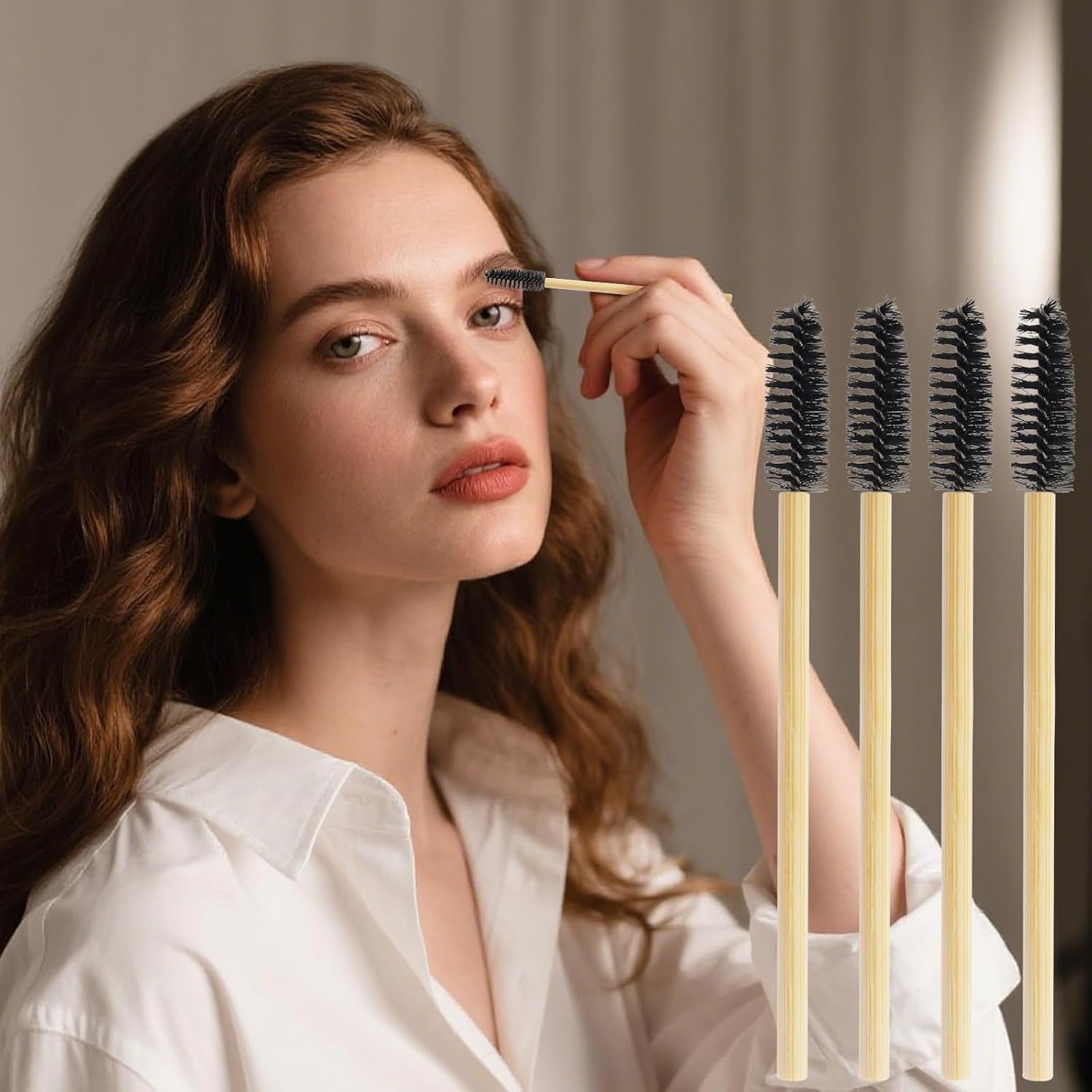Disposable Mascara Wands and Eyelash Extension Brushes - Bulk Set of 150 (Bamboo Black)