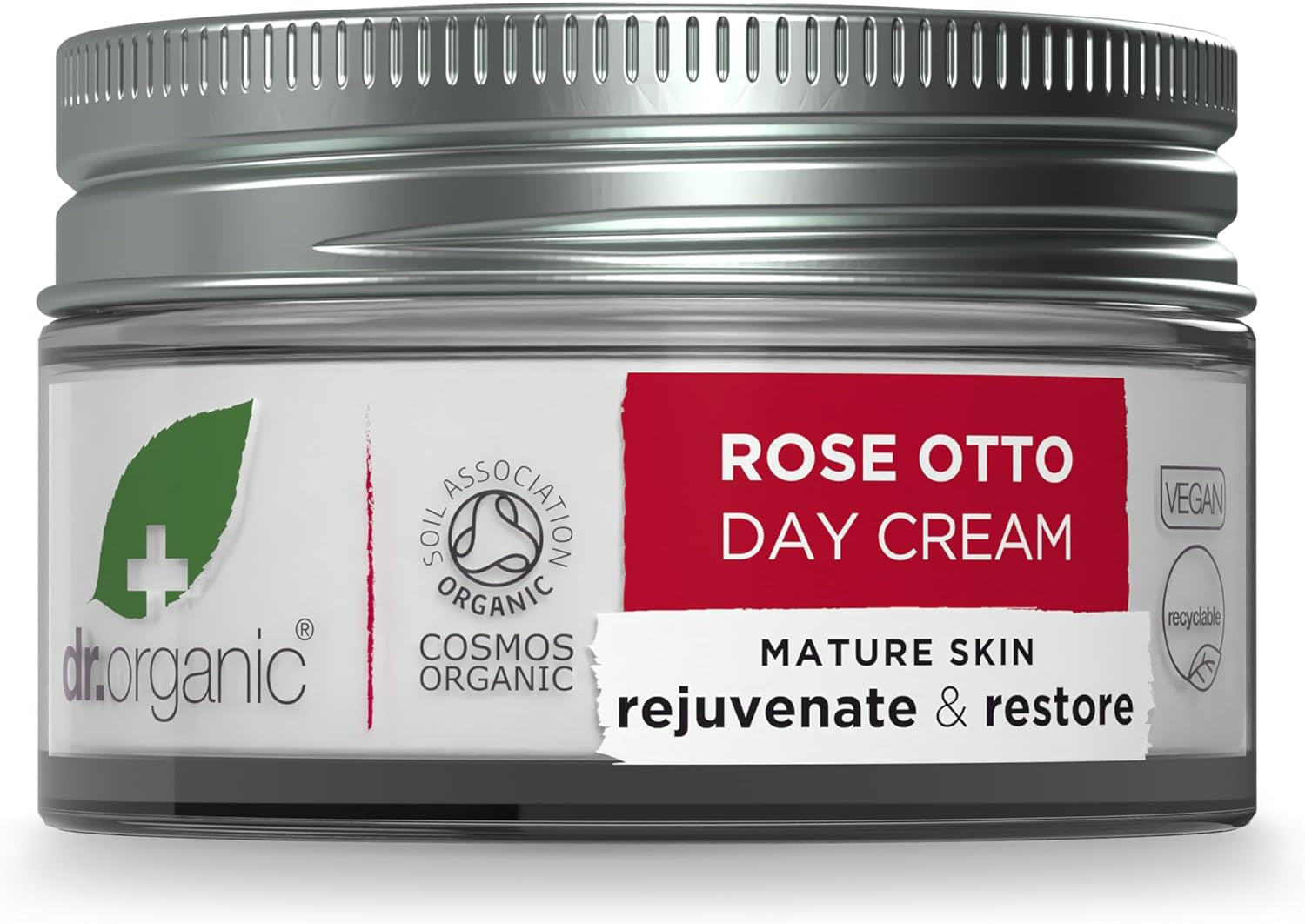 Dr Organic Rose Otto Day Cream - Moisturizing Formula for Mature Skin, Suitable for All Genders, Natural and Vegan, Cruelty-Free, Paraben & SLS-Free, Eco-Friendly Packaging, 50ml
