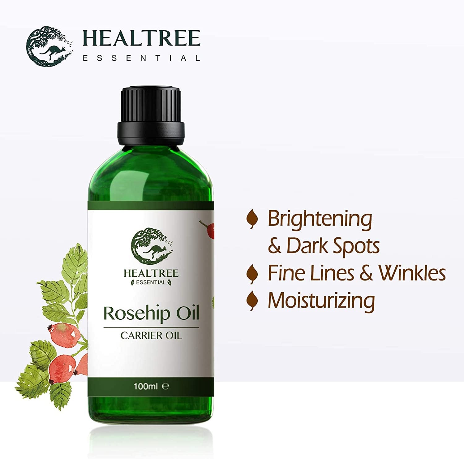 Rosehip Oil 100ml - 100% Pure Cold Pressed Virgin Grade for Skin Care, Face Moisturizer, and Body Massage Essential Oil