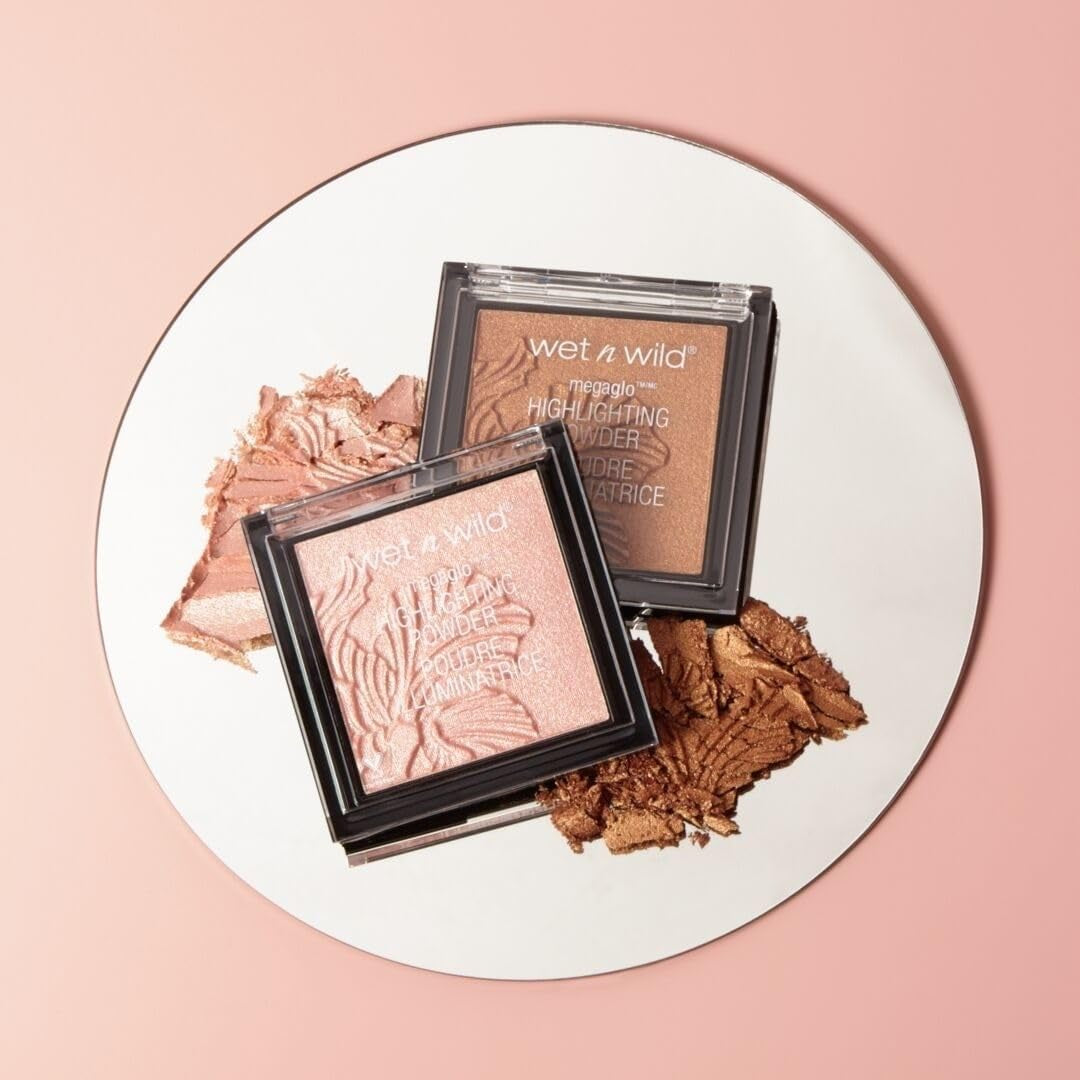 Megaglo Highlighting Powder - Highlighter Makeup for a Shimmering Pink Rose Gold Glow