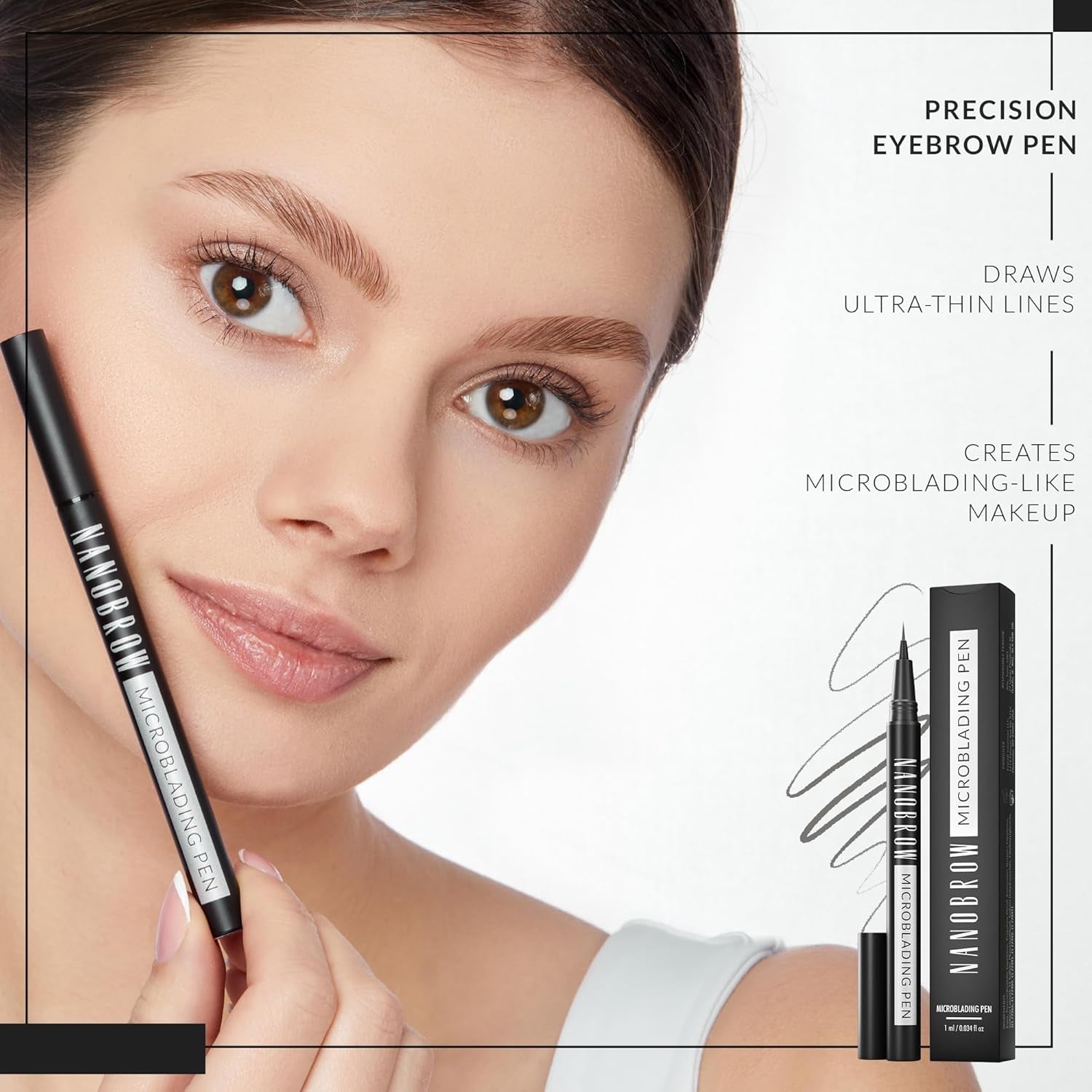 Microblading Eyebrow Makeup Marker in Brown - Achieve Enhanced, Dense, and Full Brows