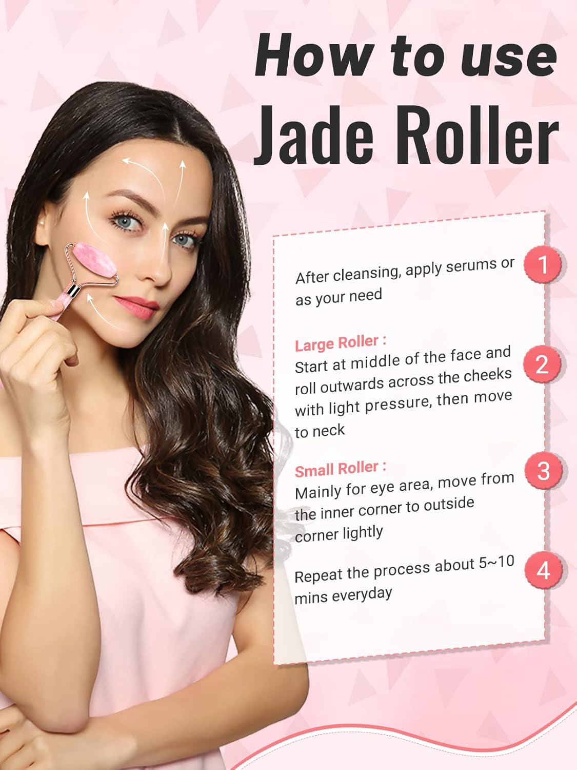 Jade Roller and Gua Sha Tool Set - Authentic Rose Quartz Facial Massager for Anti-Aging, Slimming, and Firming - 100% Natural Jade for Face, Eye, and Neck Care