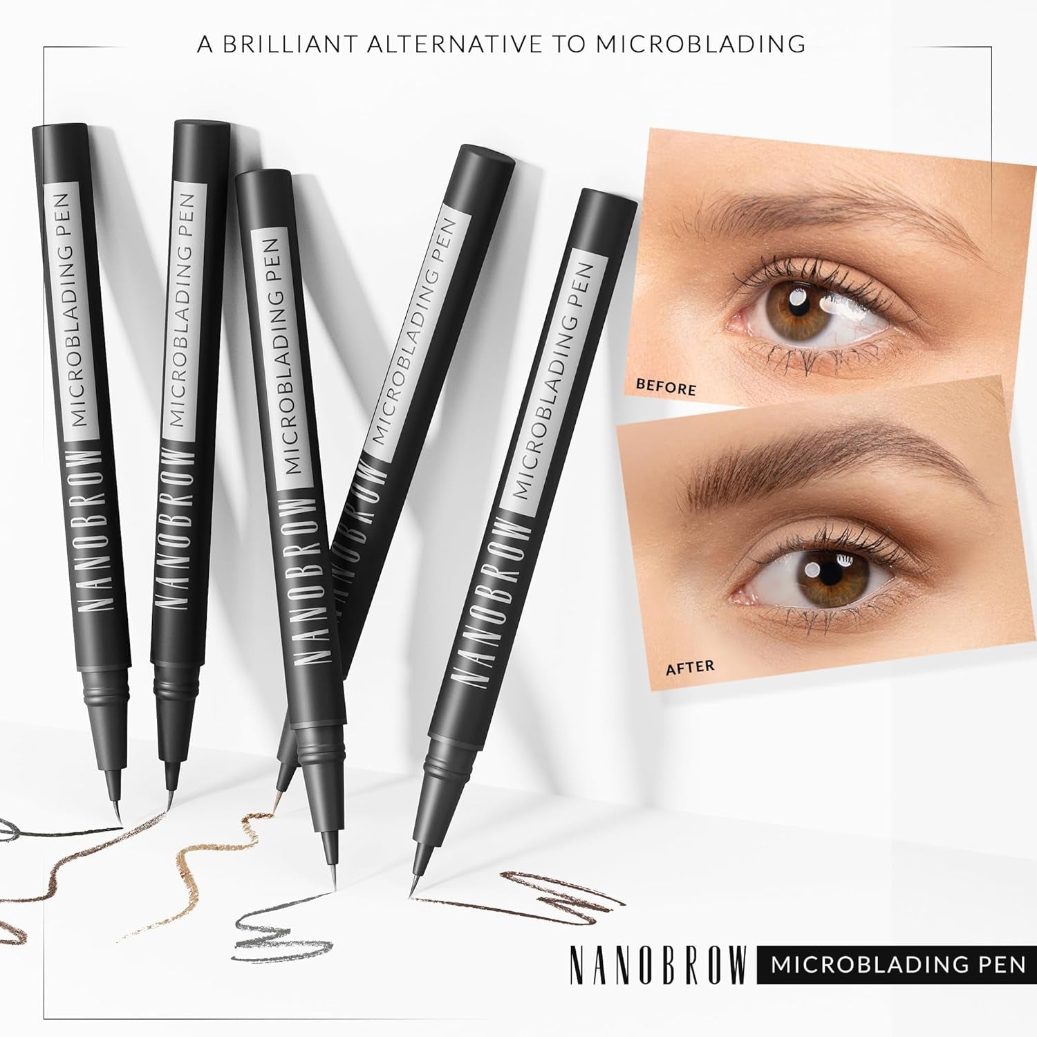 Microblading Eyebrow Makeup Marker in Brown - Achieve Enhanced, Dense, and Full Brows