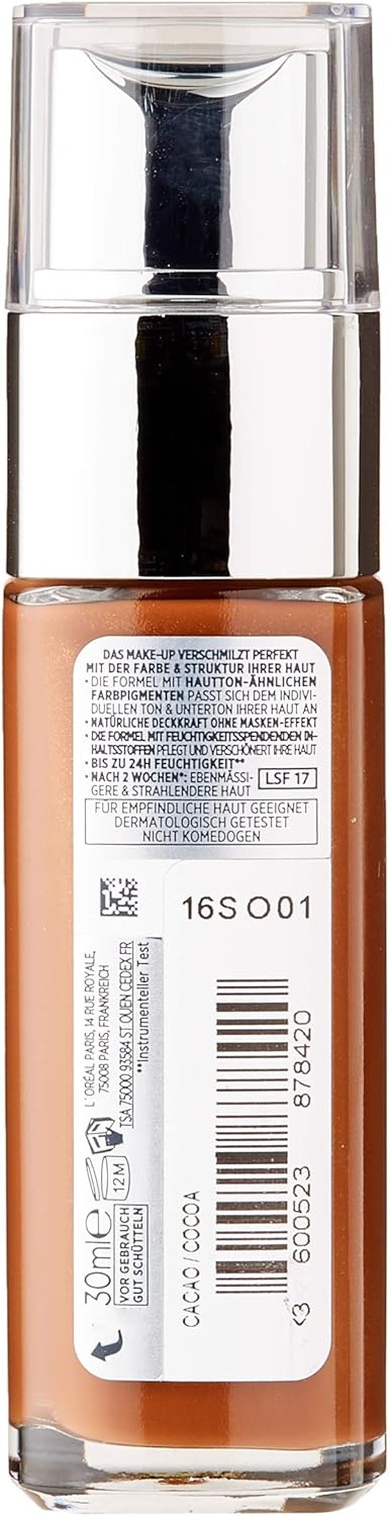 L'Oréal Paris Perfect Match Liquid Foundation with Hyaluronic Acid and Aloe Vera, No. 10.N Cocoa, 30 ml