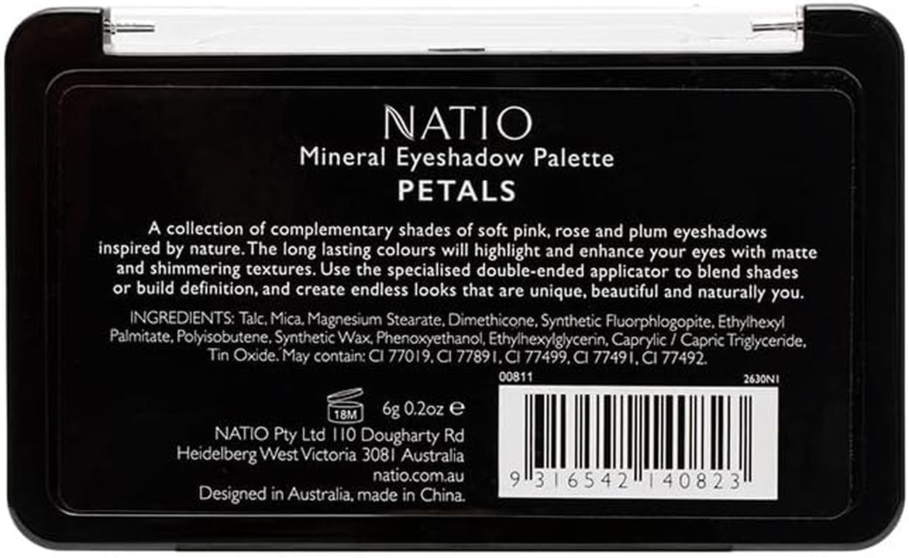 Australia Mineral Eyeshadow Palette - Petal-Inspired Shades from Soft Pink to Purple, Travel-Friendly, Cruelty-Free & Vegan, 6G