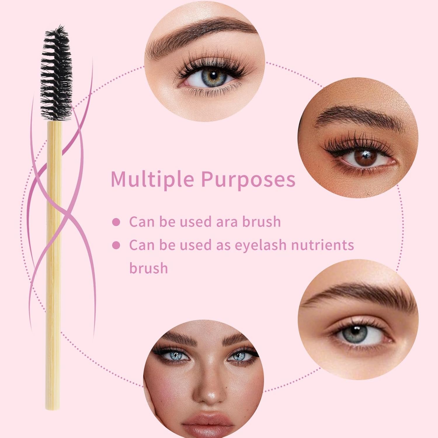 Disposable Mascara Wands and Eyelash Extension Brushes - Bulk Set of 150 (Bamboo Black)