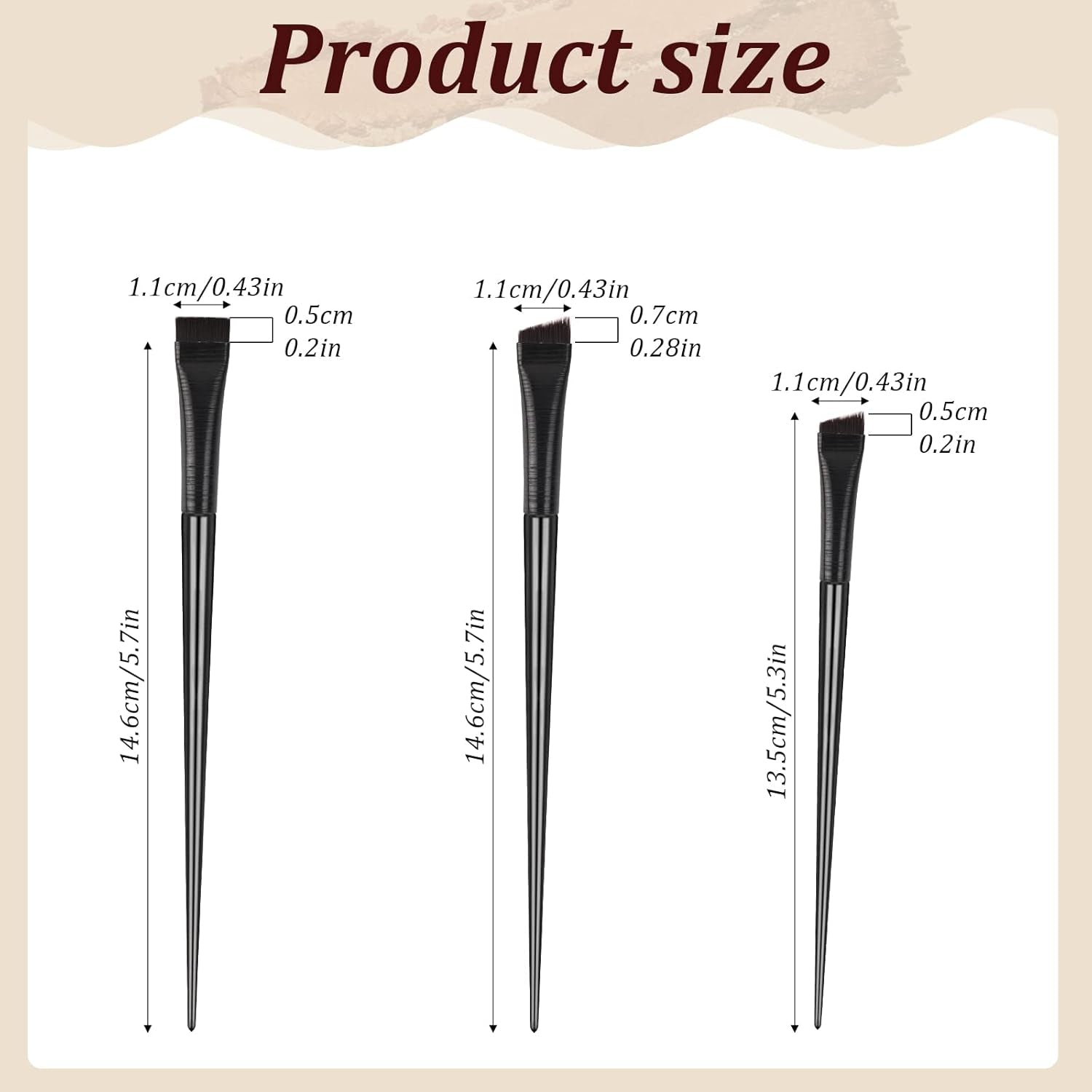 Precision Angled Eyeliner Brush Set - Ultra Thin Fine Point Brushes for Eyeliner and Eyebrow Concealing (Set of 3)