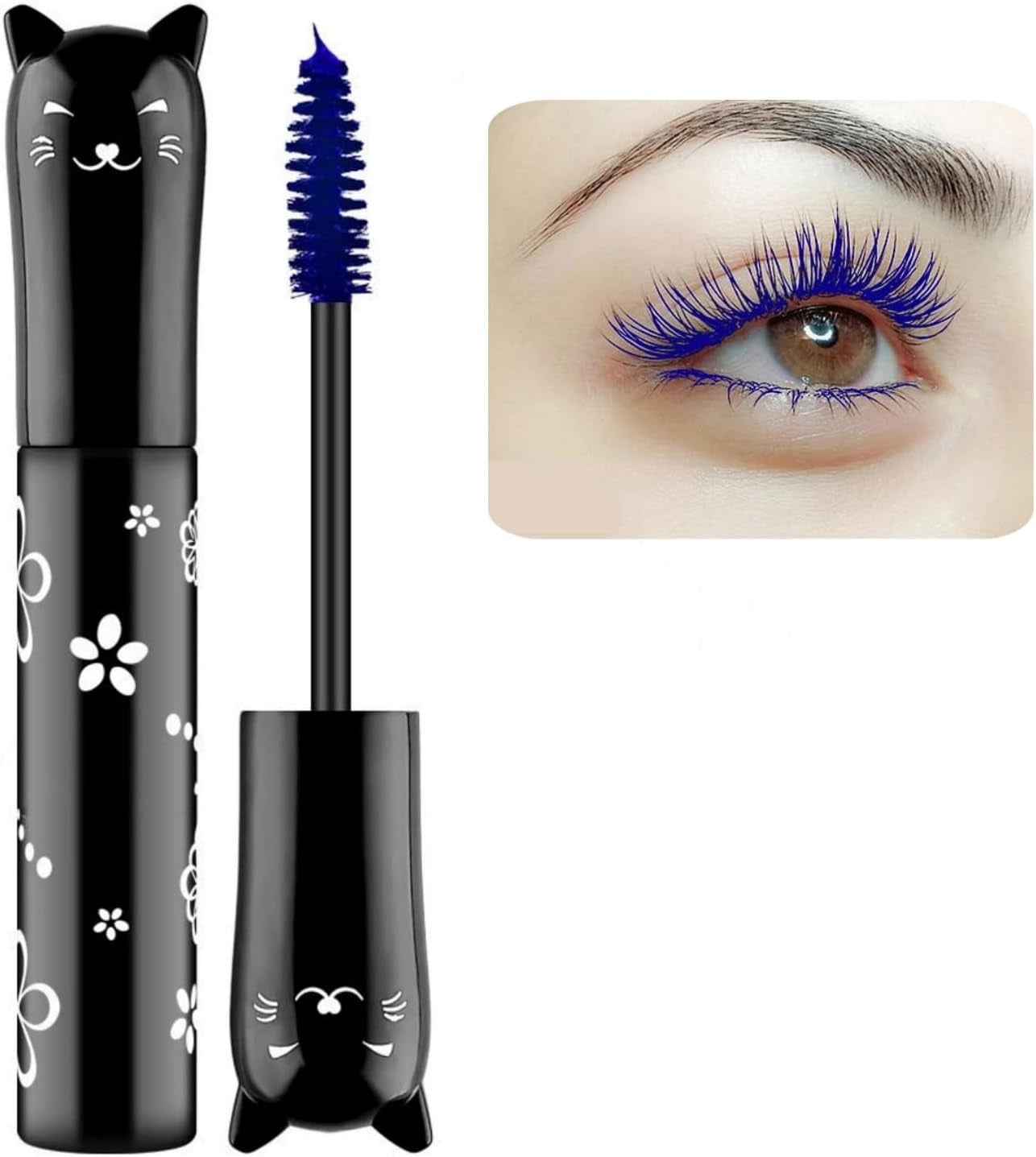 Cat Eye Waterproof Mascara in Blue - Fast-Drying, Curling, and Lengthening Formula for Stunning Eyelashes, Ideal for Parties and Stage Use
