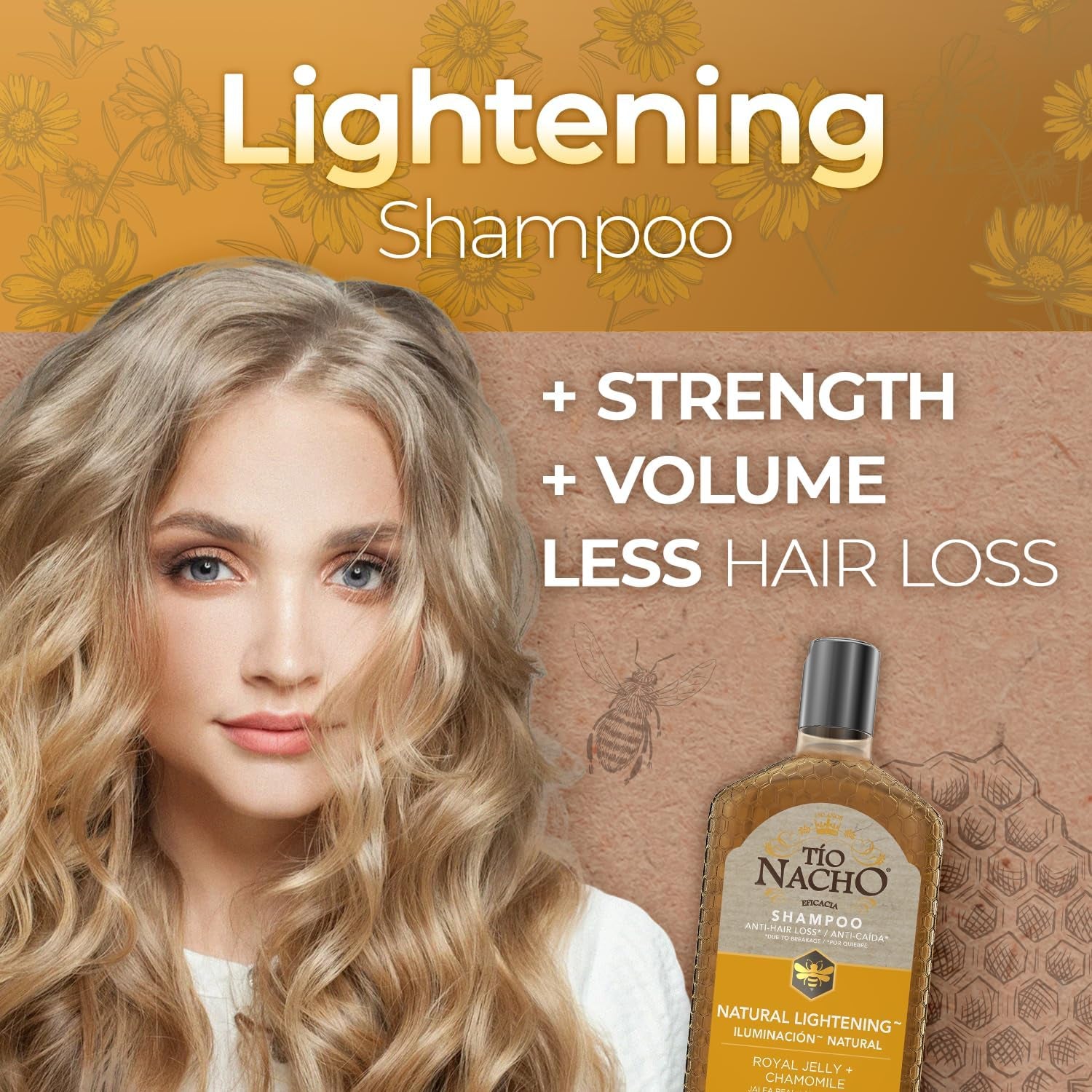 Natural Lightening and Volumizing Shampoo Infused with Royal Jelly and Chamomile, 14 Ounces