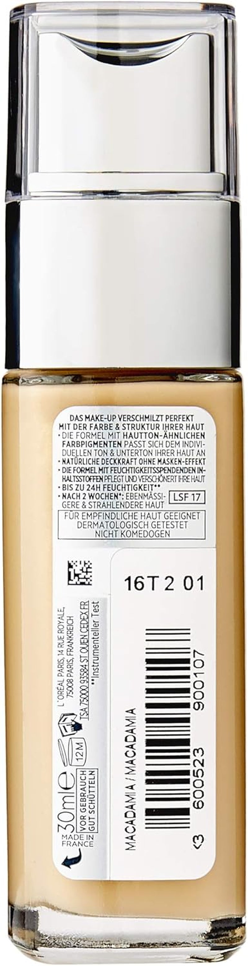 L'Oréal Paris Perfect Match Liquid Foundation with Hyaluronic Acid and Aloe Vera, Shade No. 2.5.D/2.5.W Macadamia, 30 ml