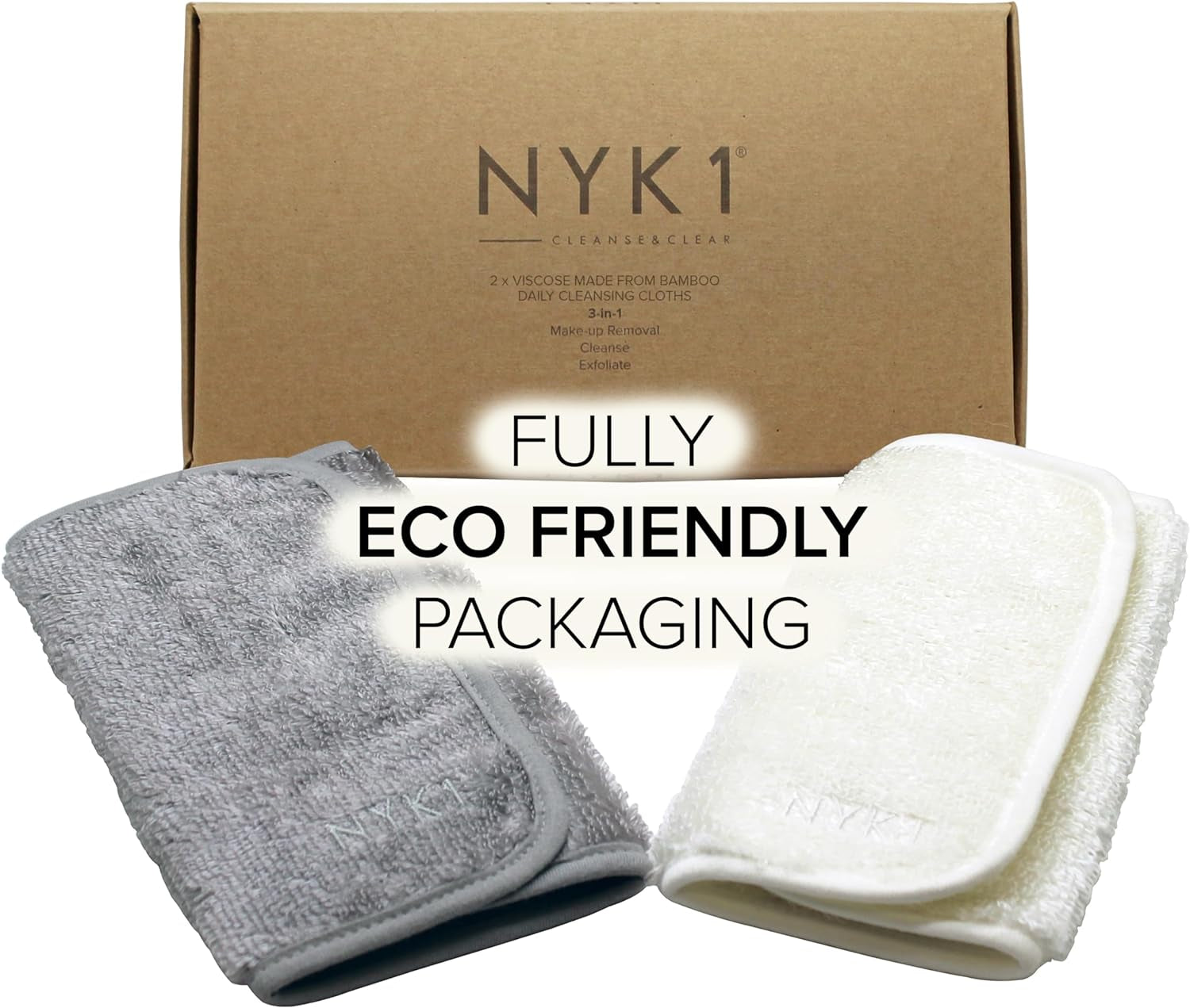 Bamboo Exfoliating Face Towels - Set of 2 Reusable Makeup Remover Cloths with Microfiber Technology