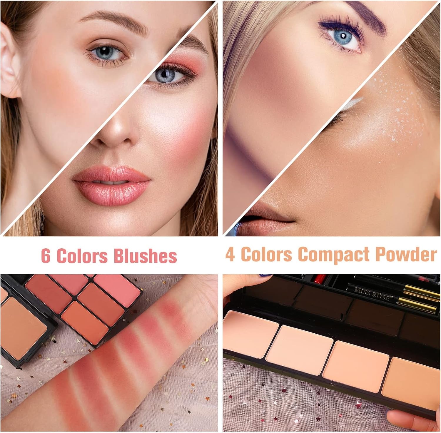 Professional Makeup Kit for Women - Comprehensive 58-Color All-in-One Gift Set with Mirror, Including Eyeshadow, Compact Powder, Blusher, Lipstick, Eyebrow Pencil, Glitter Gel, Eyeliner, and Mascara