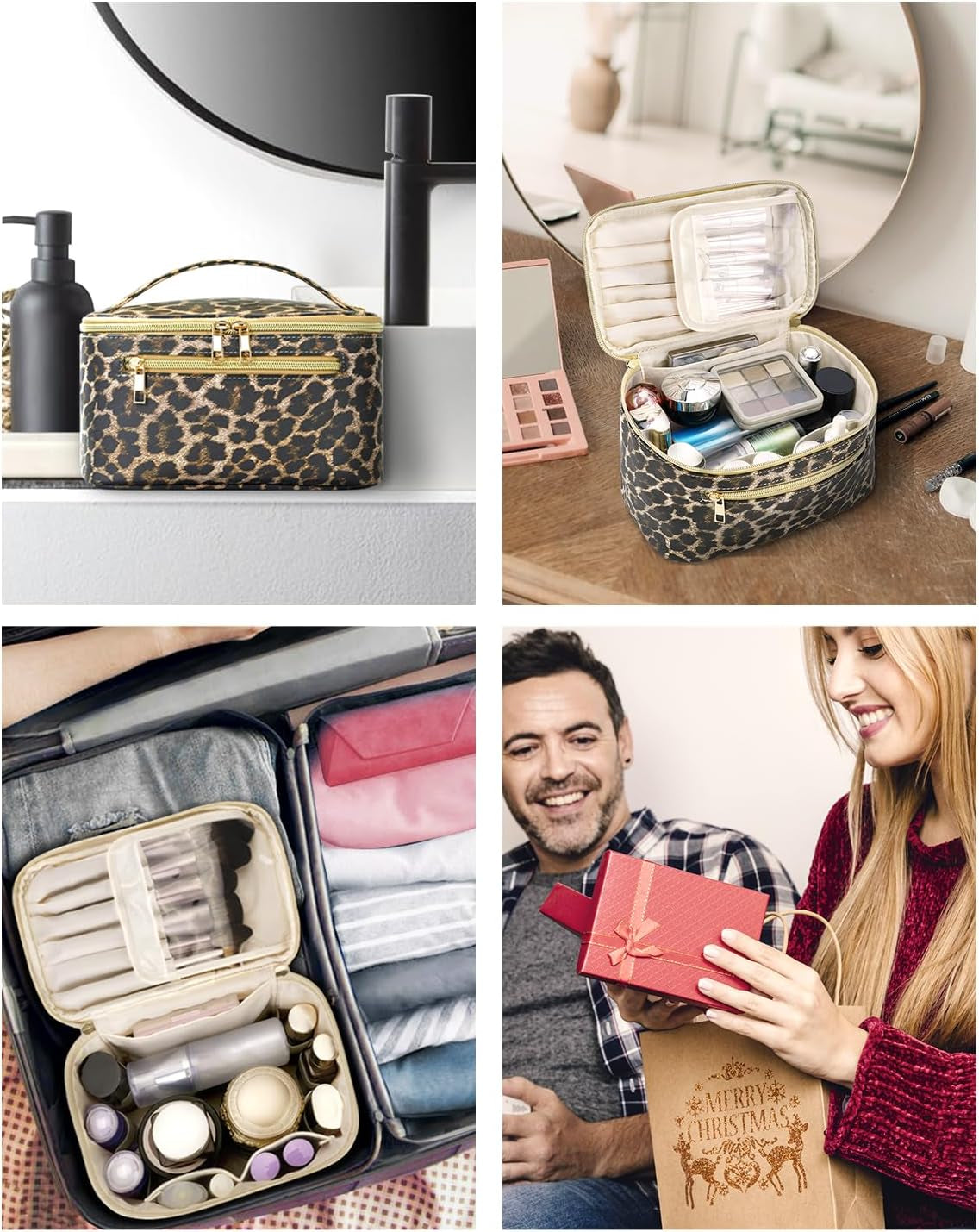 Travel Makeup Organizer and Cosmetic Brush Case for Women