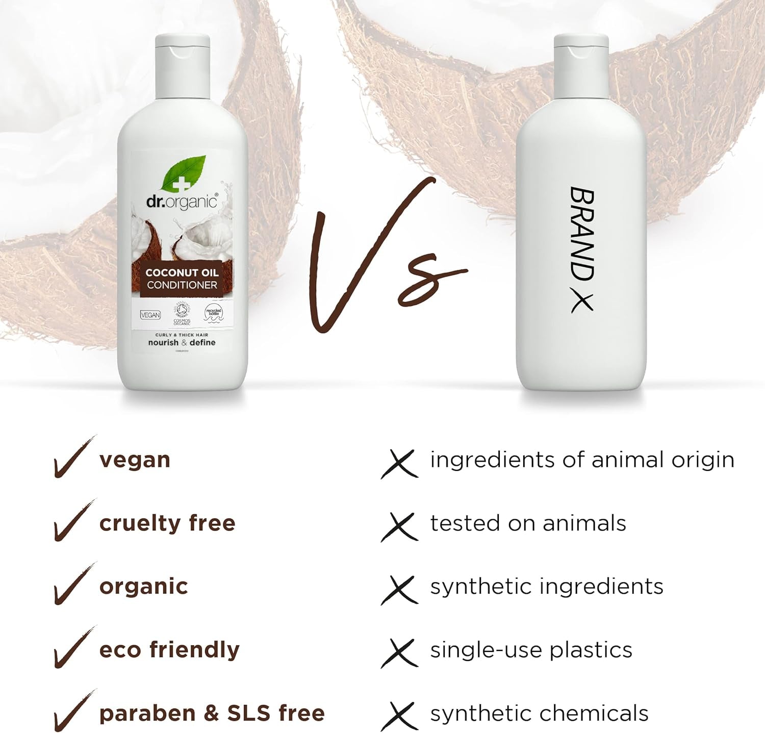 Dr Organic Coconut Oil Conditioner for Normal and Dry Hair, Hydrating Formula, Unisex, Natural, Vegan, Cruelty-Free, Paraben and SLS-Free, Organic, 265ml, Packaging May Vary