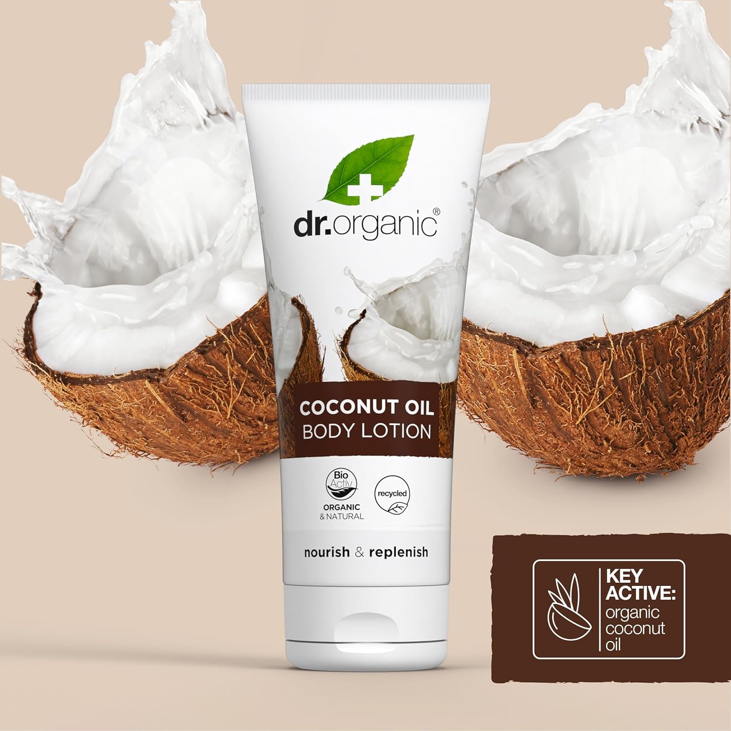 Dr Organic Coconut Oil Moisturizing Lotion for Dry Skin - Unisex, Natural, Vegetarian, Cruelty-Free, Paraben & SLS-Free, Organic, 200ml