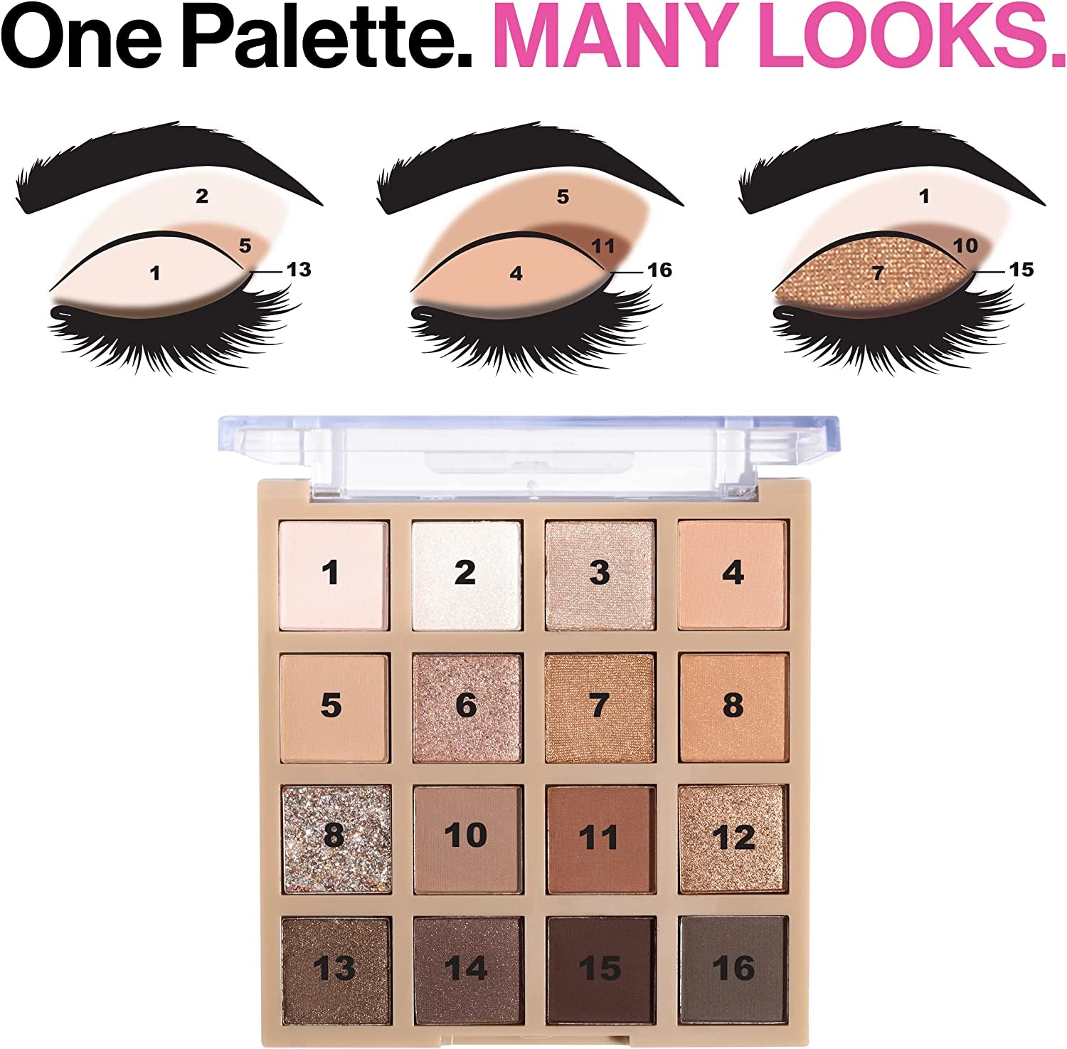 Always Naked Eyeshadow Palette: 16 Ultra-Pigmented Neutral Shades in Matte, Sparkle, and Glitter Finishes for Effortless Glam Looks
