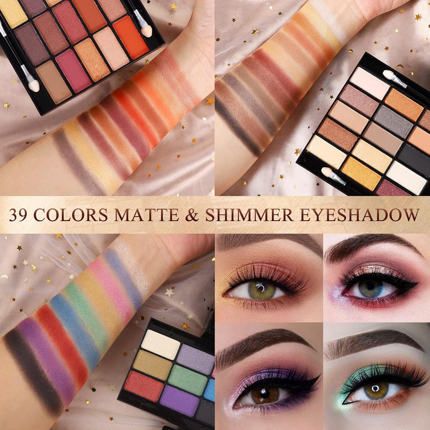 Professional Makeup Kit for Women - Comprehensive 58-Color All-in-One Gift Set with Mirror, Including Eyeshadow, Compact Powder, Blusher, Lipstick, Eyebrow Pencil, Glitter Gel, Eyeliner, and Mascara