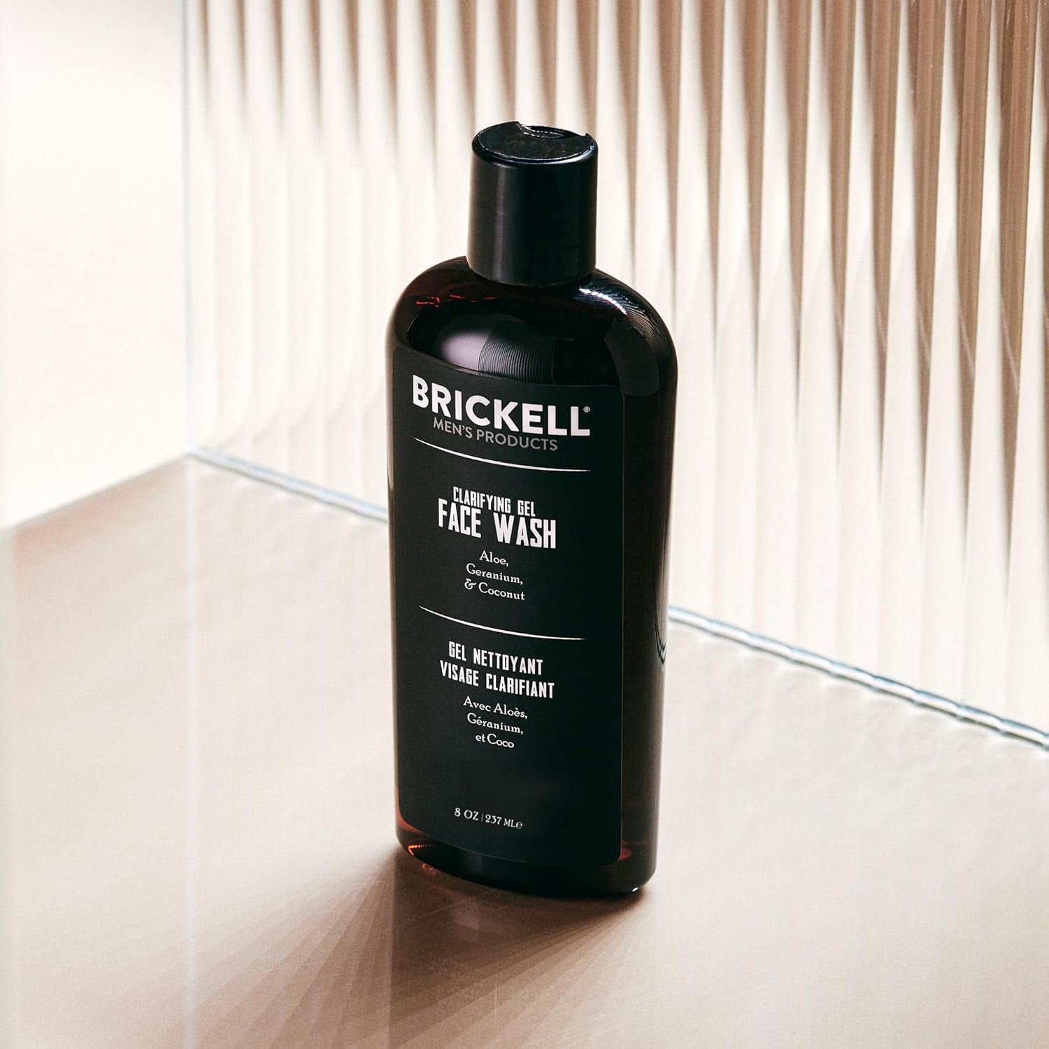 Brickell Men's Clarifying Gel Face Wash - Natural and Organic Foaming Daily Facial Cleanser with Geranium, Coconut, and Aloe - 8 Ounces, Scented