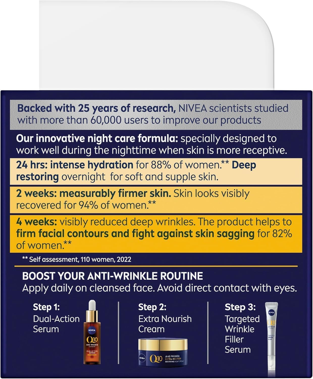 Q10 Anti-Aging Night Cream 50ml | Enriched with Q10 and Argan Oil | Hydrating Formula for 24-Hour Nourishment | Reduces Wrinkles and Fine Lines | Enhances Skin Firmness | Replenishes Mature Skin