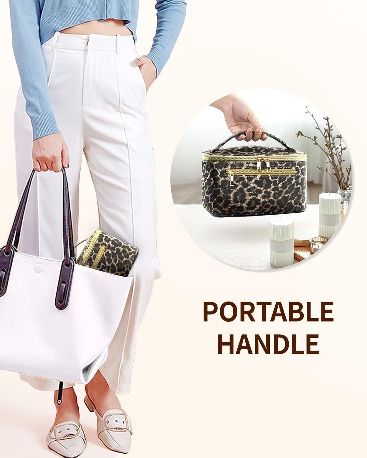Travel Makeup Organizer and Cosmetic Brush Case for Women
