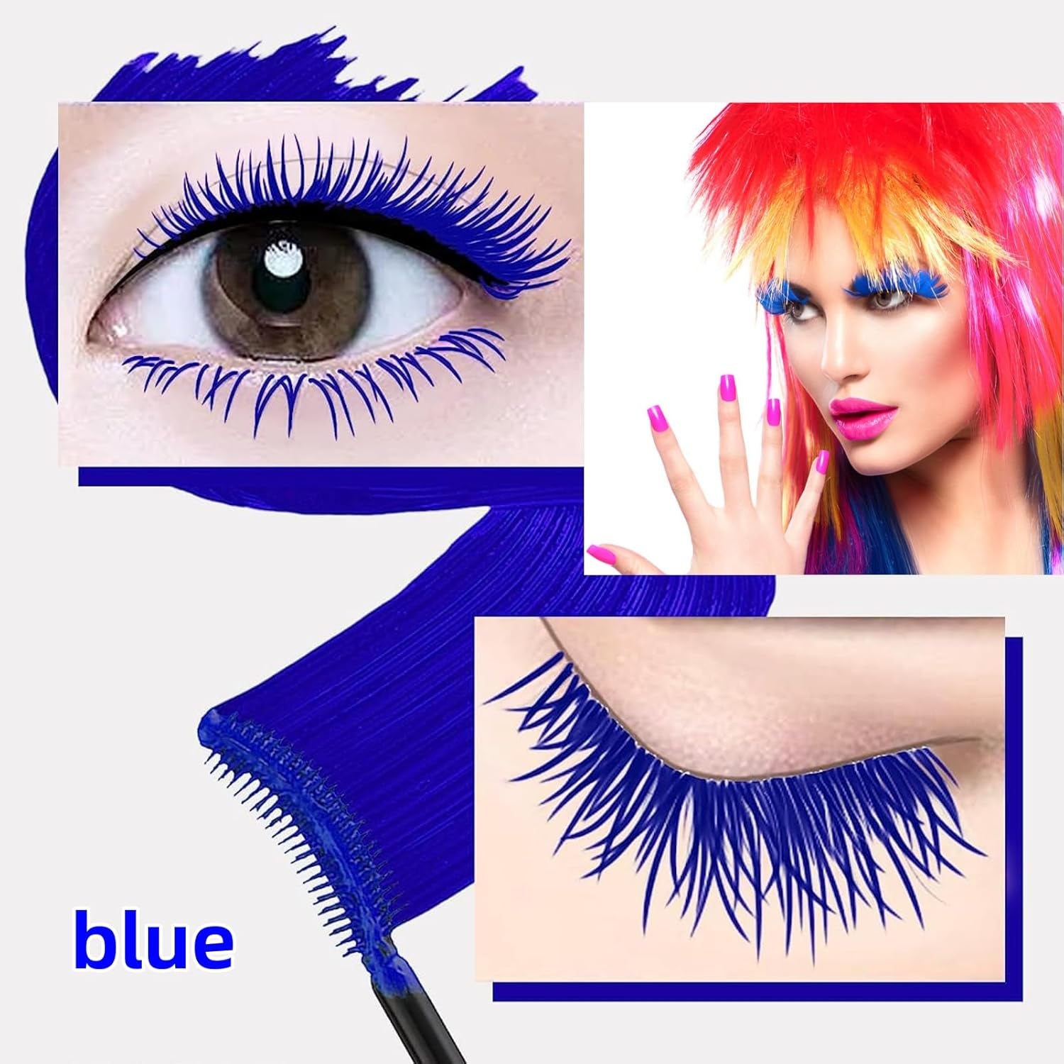 Cat Eye Waterproof Mascara in Blue - Fast-Drying, Curling, and Lengthening Formula for Stunning Eyelashes, Ideal for Parties and Stage Use