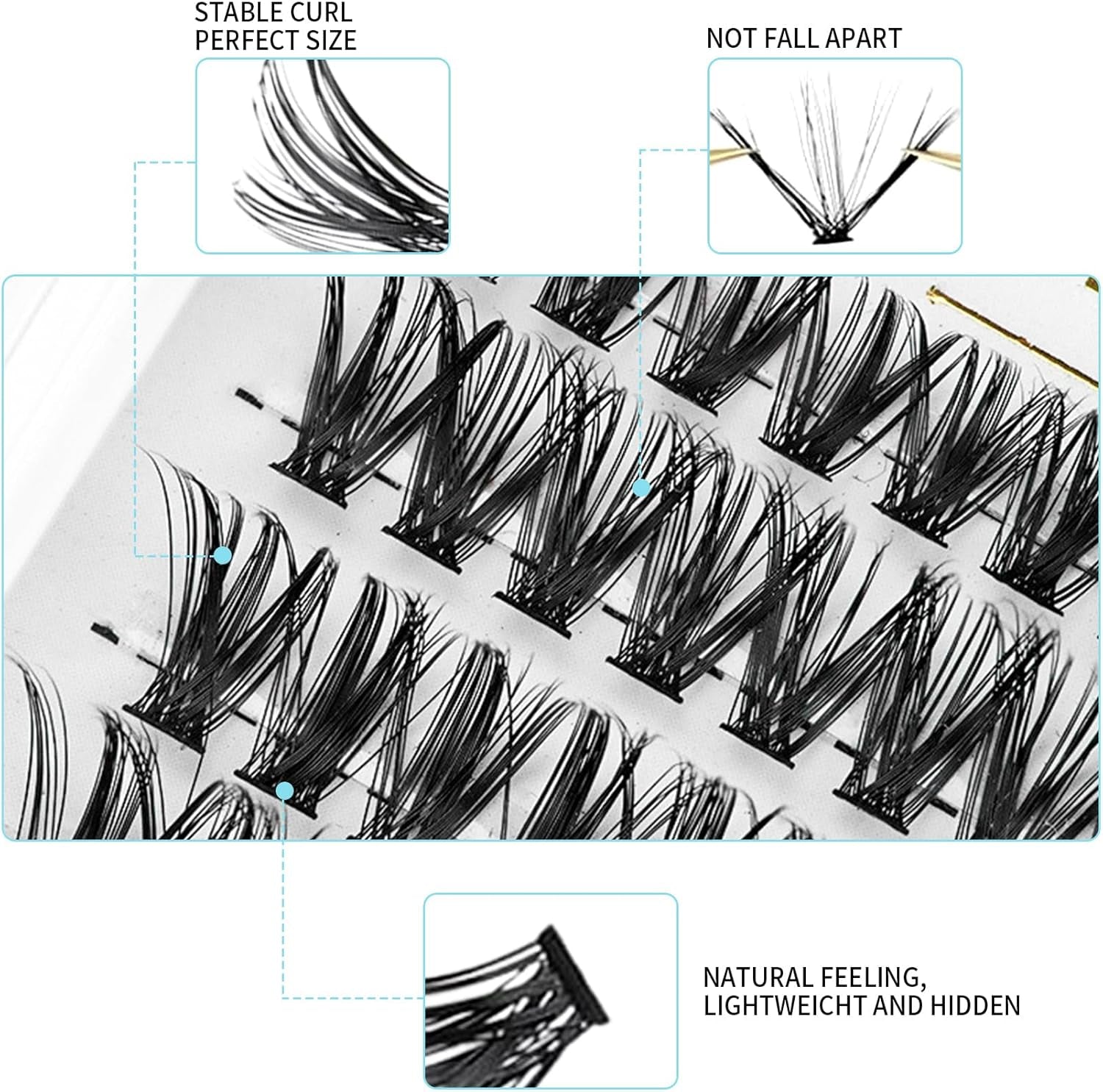 30D & 40D Wispy Lash Clusters (9-16mm) - DIY Natural D Curl Lash Extensions, 280 Pieces for Home Use