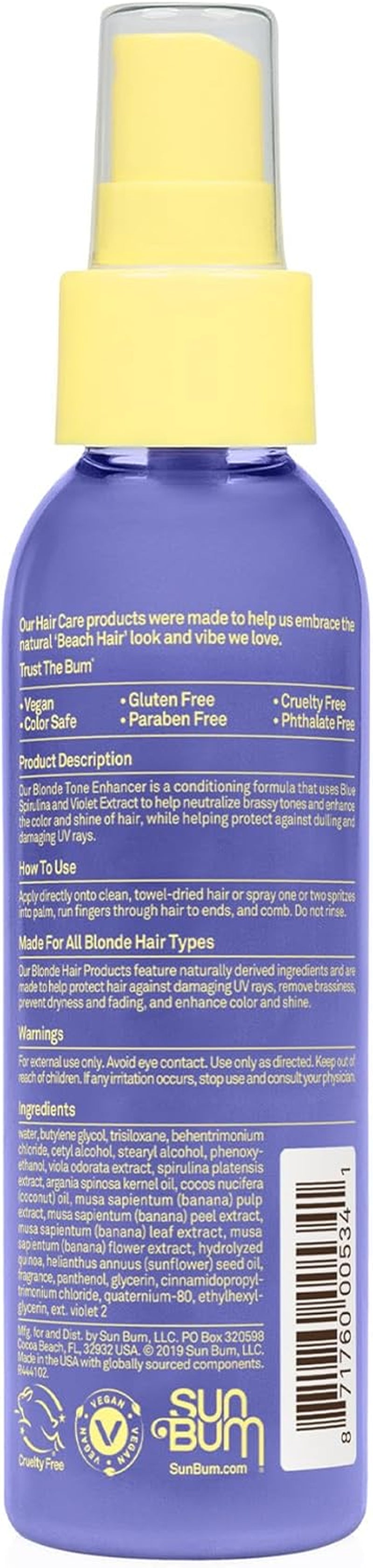 Blonde Tone Enhancer - Paraben, Gluten, and Cruelty-Free Purple Leave-In Treatment for Blondes - 4 oz