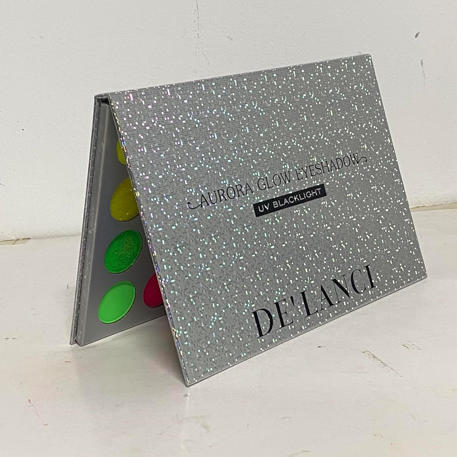 Neon Glow Eyeshadow Palette - Highly Pigmented UV Blacklight Eye Shadow Collection with Pressed Glitter in Red, Orange, and Pink