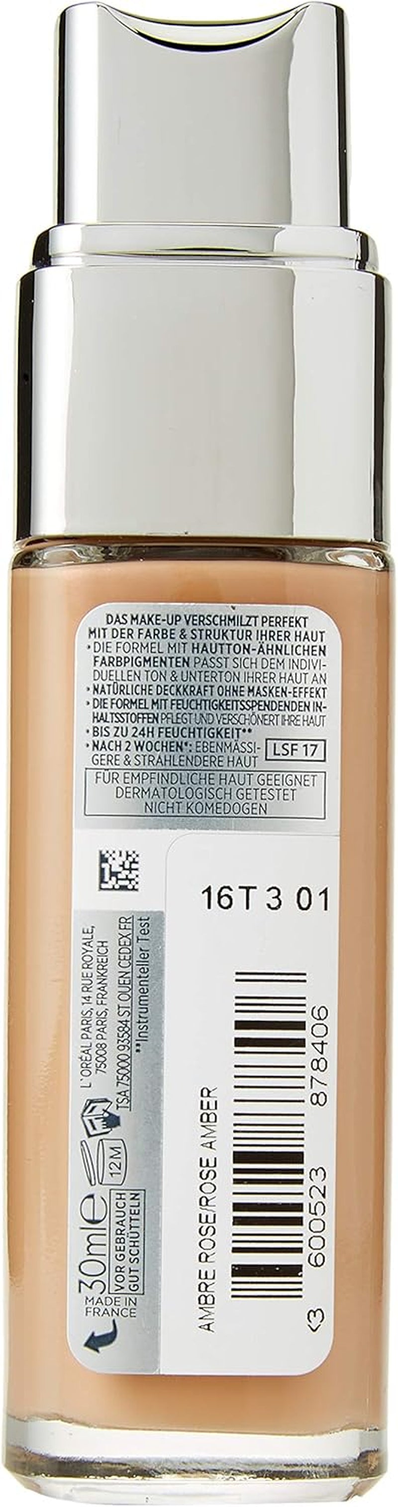 L'Oréal Paris Perfect Match Liquid Foundation with Hyaluronic Acid and Aloe Vera, Shade No. 8.5.D/8.5.W Toffee, 30 ml