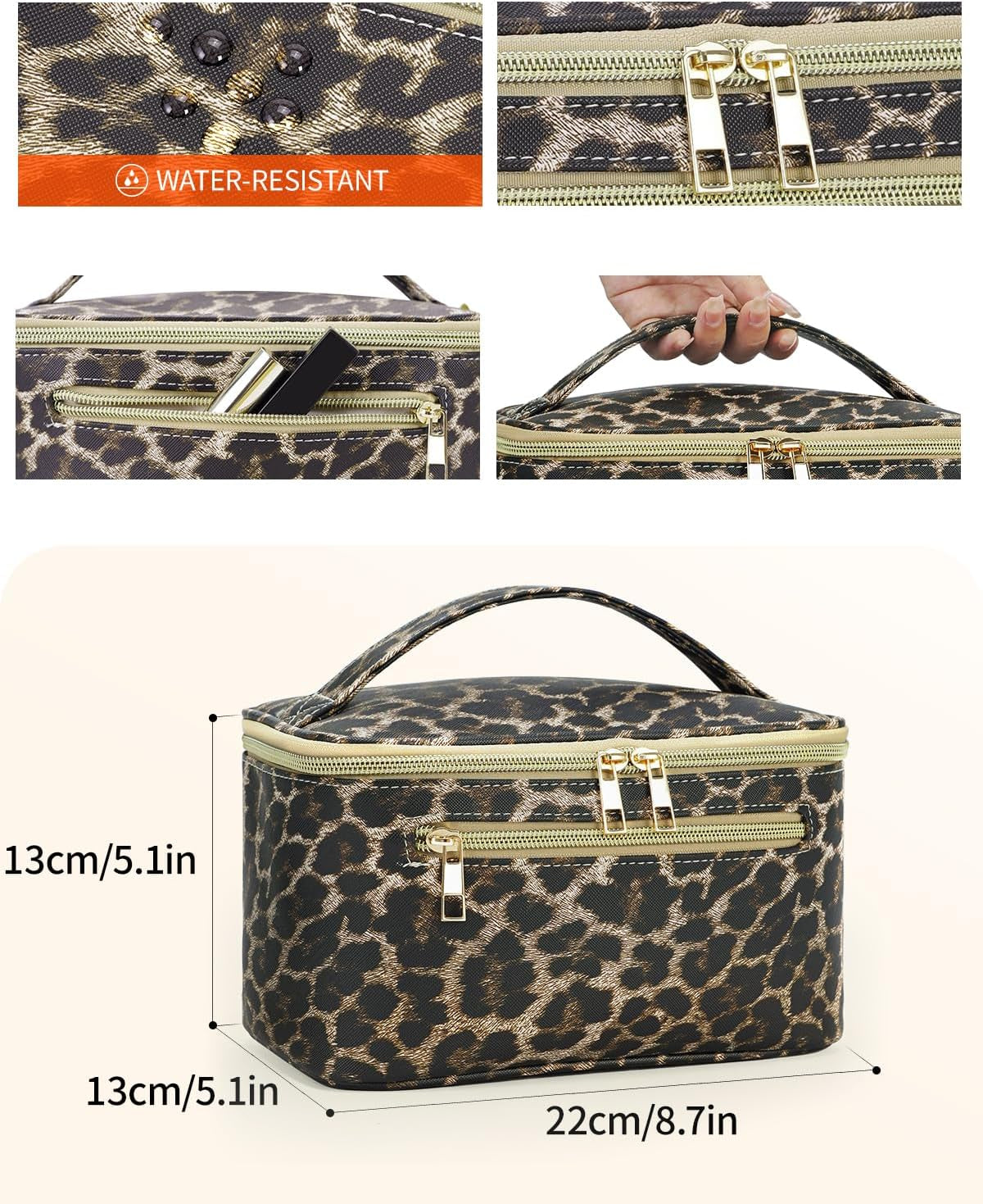 Travel Makeup Organizer and Cosmetic Brush Case for Women