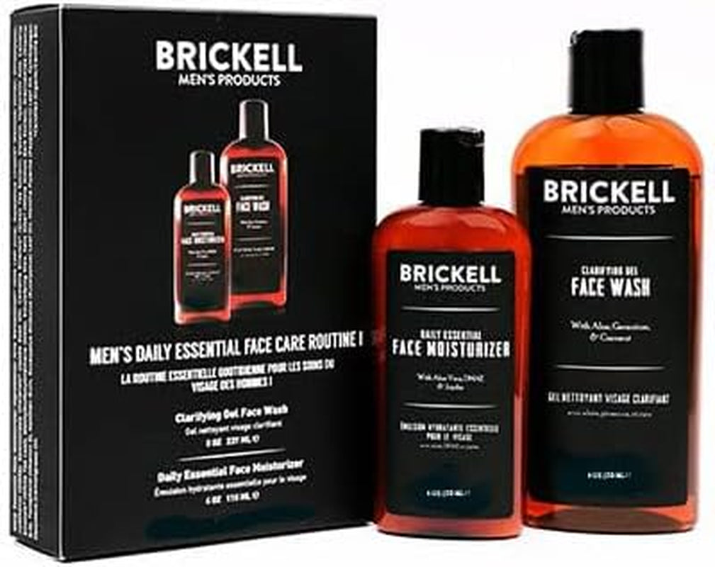 Brickell Men's Daily Essential Face Care Routine: Gel Facial Cleanser and Moisturizer, Natural and Organic, Unscented
