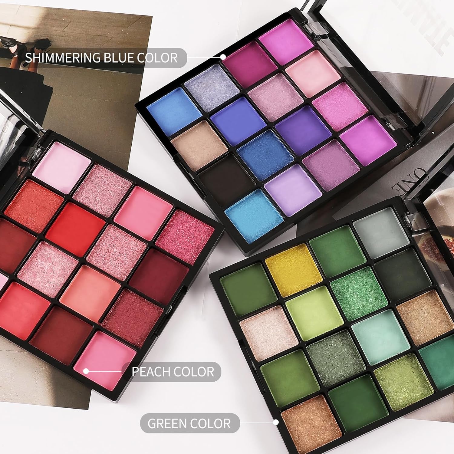16-Color Eyeshadow Palette - Matte and Glitter Finishes for Versatile and Blendable Makeup Looks