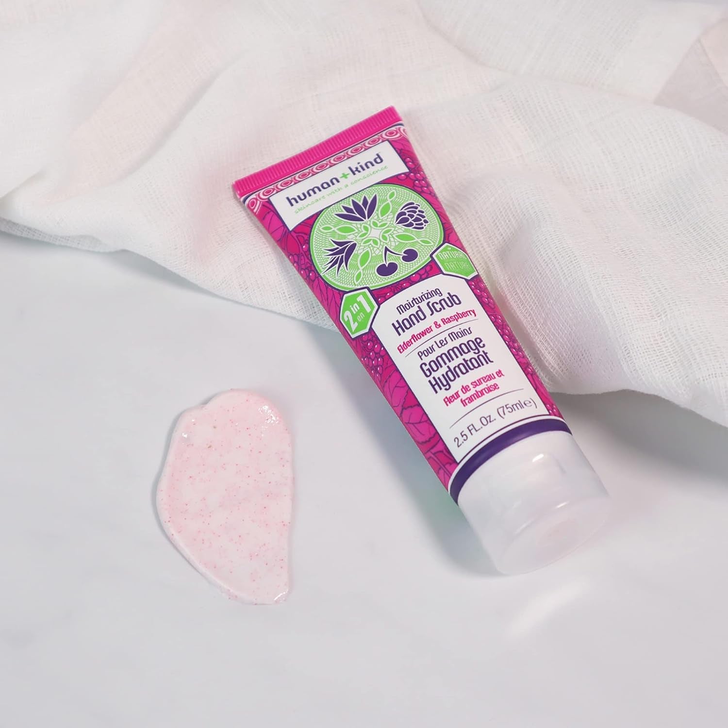 Moisturizing Hand Exfoliating Scrub for Soft and Smooth Skin - Gentle Repair for Dry, Cracked, and Peeling Hands with Shea Butter, Dried Raspberry Seeds, and Hydrated Silica - 75 ml