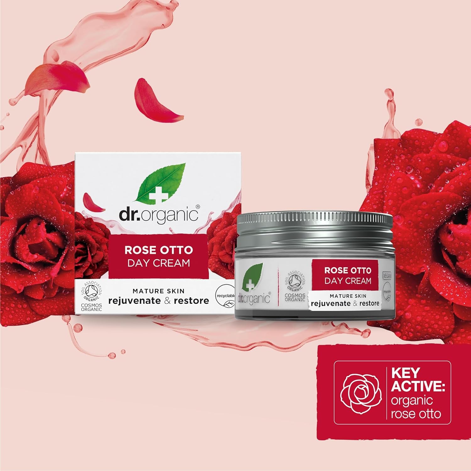 Dr Organic Rose Otto Day Cream - Moisturizing Formula for Mature Skin, Suitable for All Genders, Natural and Vegan, Cruelty-Free, Paraben & SLS-Free, Eco-Friendly Packaging, 50ml